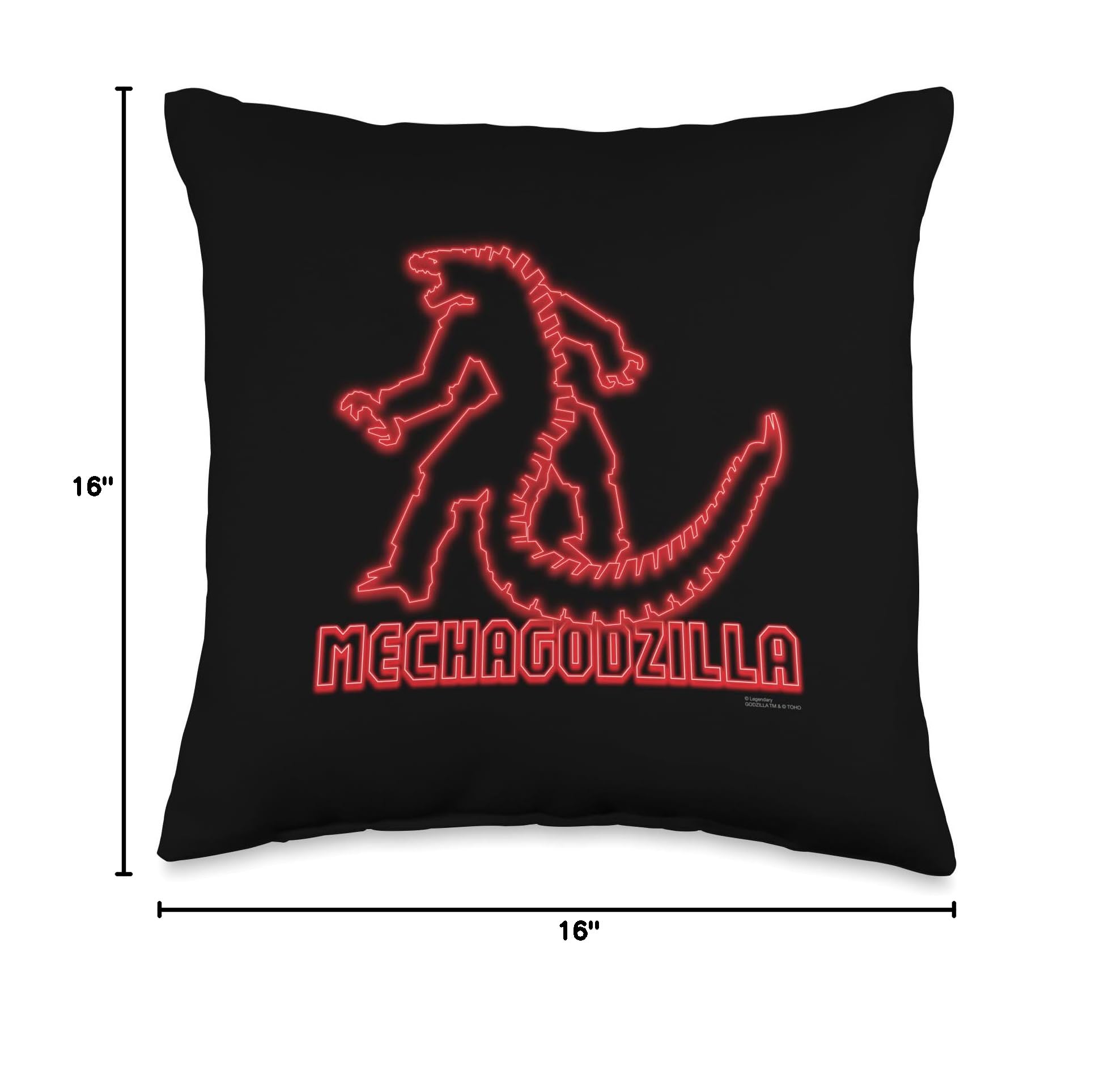 Godzilla vs Kong - Mechagodzilla Glow in The Dark Throw Pillow for Bedroom, Couch, Gaming Room Decor - Anime & Movie Lovers Gift