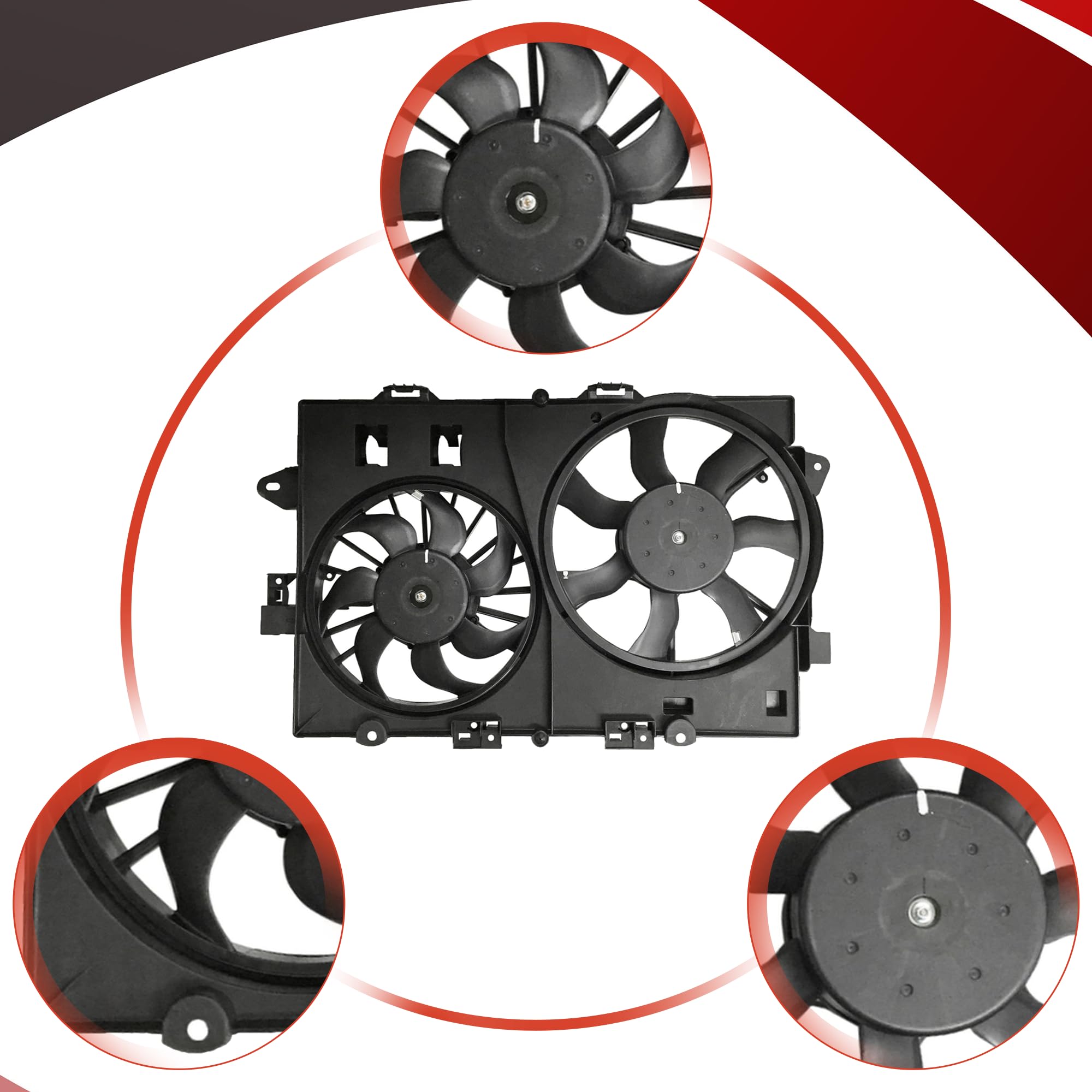 PartsFlow Engine Radiator Cooling Fan Assembly Compatible with 2006-2008 Chevrolet Equinox & Pontiac Torrent 621-052 - Perfect for Engine Cooling System Repair & Maintenance