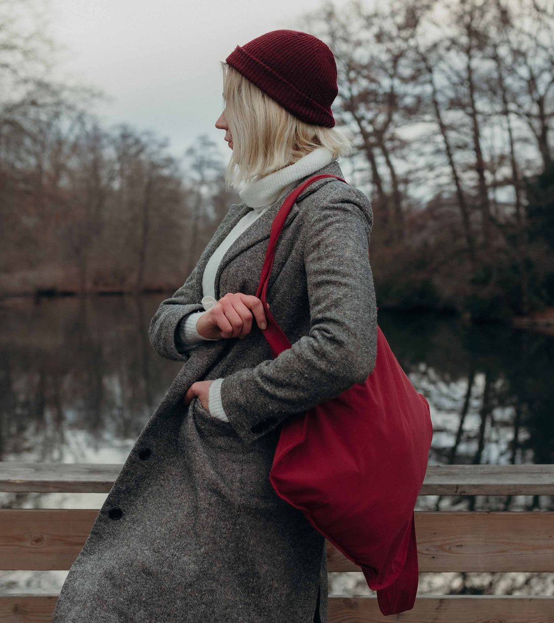 Eco-Friendly Reusable Tote Bag - Wine Red Cotton Shopping Tote with Long Handles | Perfect for Groceries, Beach Trips & Farmers Market | Sustainable Notabag Alternative