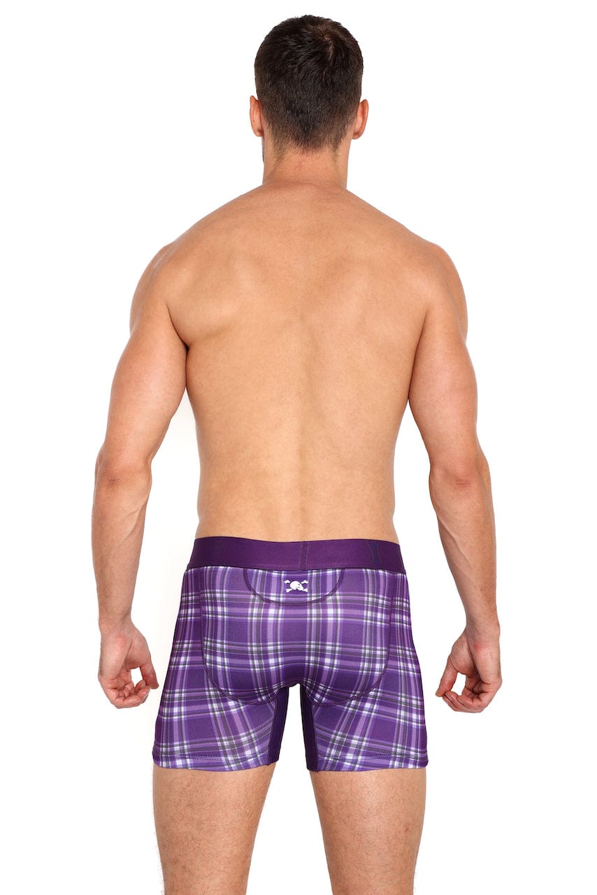 Men's Purple Tartan Plaid Boxer Briefs - Soft Cotton Underwear for Comfort & Style - Perfect for Casual Wear, Workout & Everyday Use