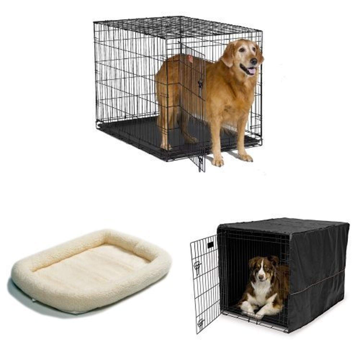 42-Inch Single Door iCrate with Fleece Bed & Cover - Durable Dog Crate for Large Breeds, Travel & Home Use - Perfect for Training, Traveling & Indoor/Outdoor Safety
