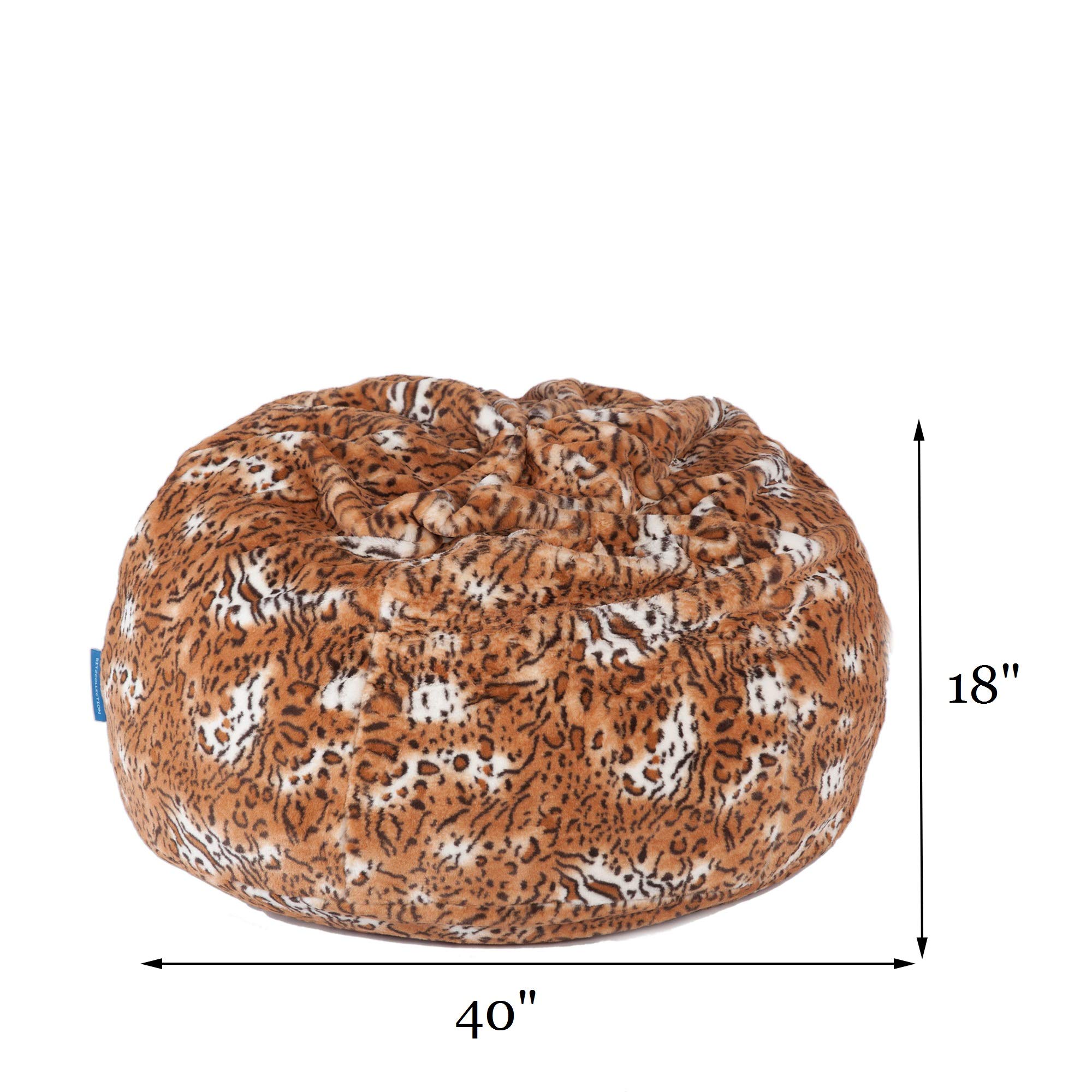 Comfy Memory Foam Bean Bag Chair with Soft Faux Fur Cover - 3ft Leopard Print Lounger for Adults & Kids - Perfect for Gaming, Movie Nights & Dorm Room Relaxation