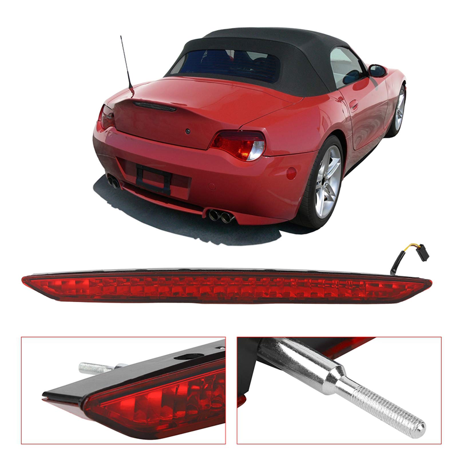 High-Quality Car Brake Light & Battery Disconnect Switch - 63256917378 Red Third Brake Light with Brass Power Cut Off Switch | Automotive Lighting Accessories for Enhanced Safety & Vehicle Security | Perfect for Off-Road, Racing & Classic Car Restoration