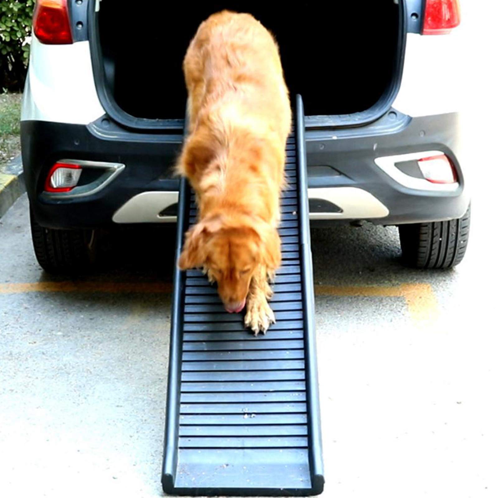 Heavy Duty Portable Folding Dog Ramp for Cars, Trucks & SUVs - Non-Slip Pet Ramp Supports Up to 150lbs - Lightweight Bi-Fold Design for Dogs & Cats - Perfect for Vehicle Access, Doorsteps & High Beds (Pet Safety Ramp)