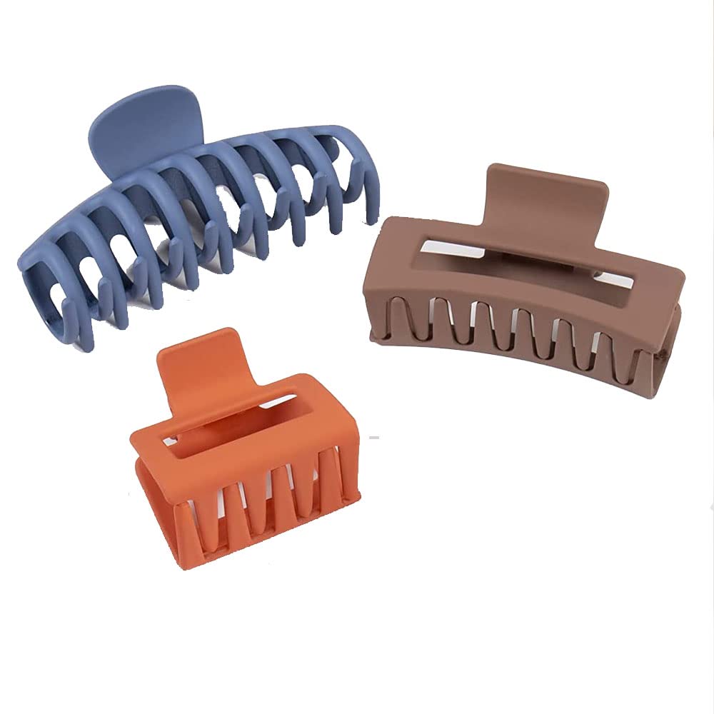 ASG 3-Piece Matte Claw Hair Clips Set - Non-Slip Large Hair Claws for Women with Thin or Thick Hair, 90s Retro Strong Hold Hair Accessories | Perfect for Updos, Ponytails & Everyday Hairstyles