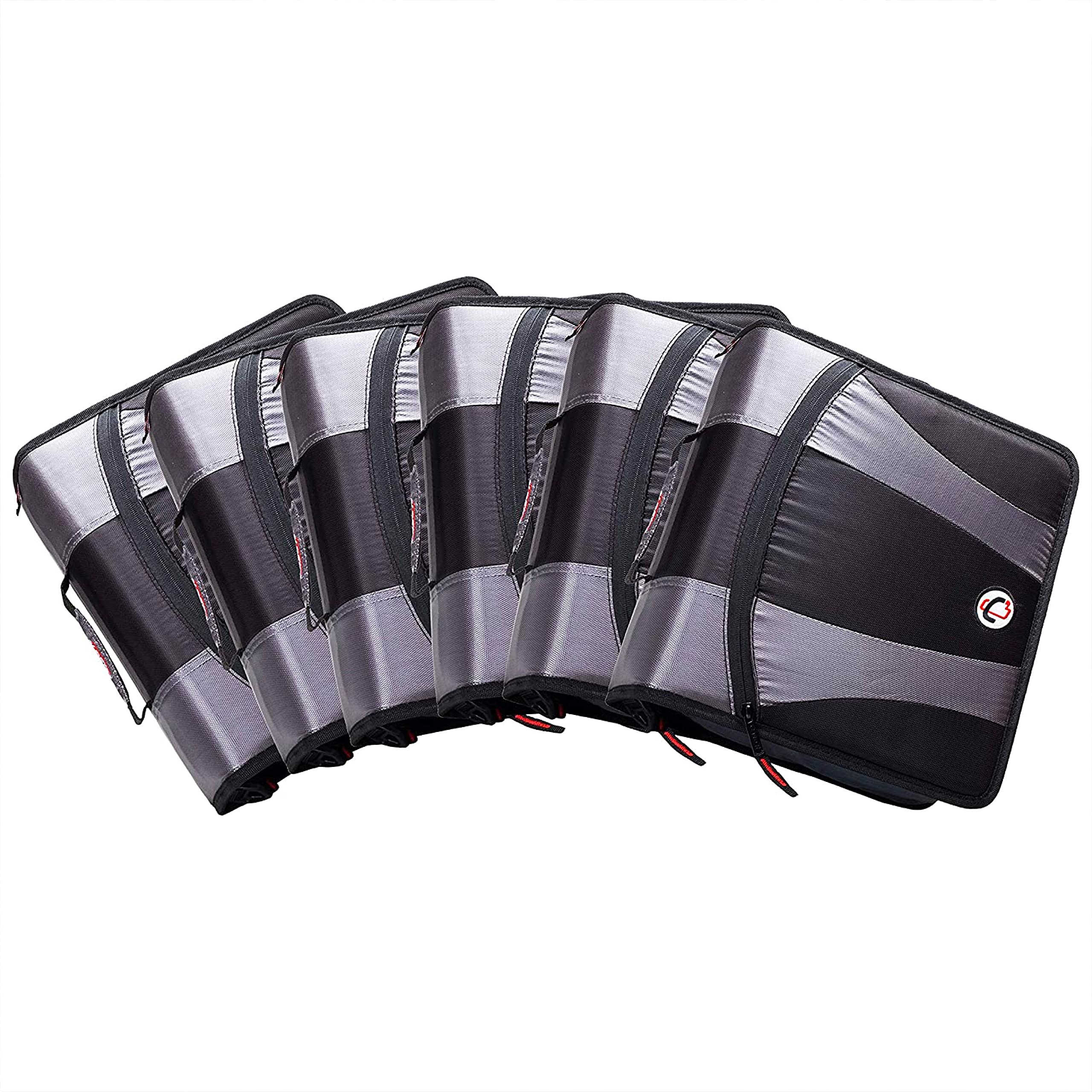 Case-it The Dual 2.0 Zipper Binder Backpack - 6 Pack Black - 800 Sheet Capacity with 5 Subject File Folder & Multiple Pockets - Includes Shoulder Strap & 2 Inch D-Rings - Perfect for School, College, Office & Travel Organization