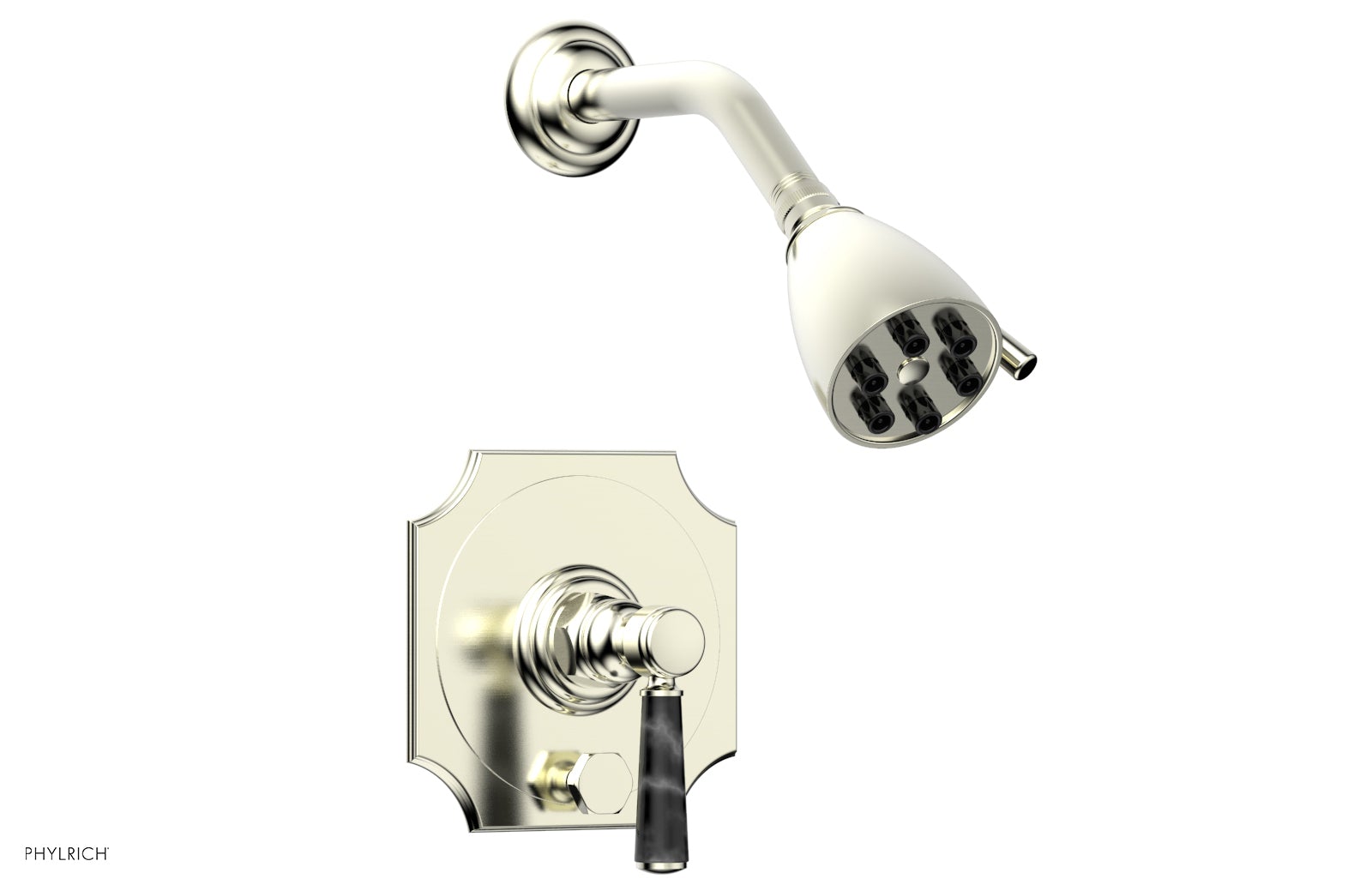 Premium HENRI Pressure Balance Shower and Diverter Set with Black Marble Handle - No Spout Included (Model 4 163) | Perfect for Modern Bathroom Renovations & Spa-Like Shower Experiences