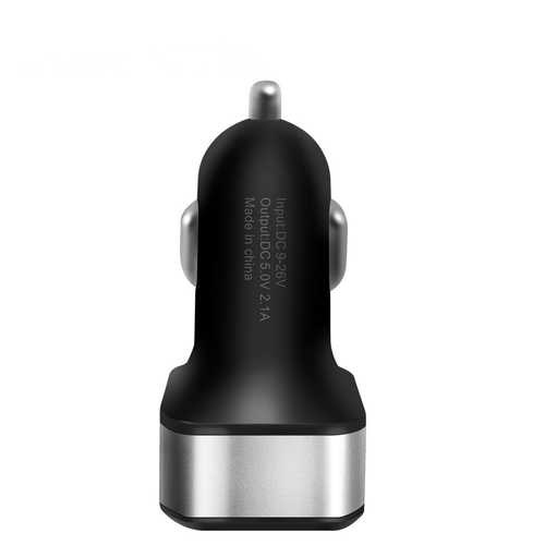 Fast Charging 5V 2.1A Dual USB Car Charger - Aluminum Alloy LED Display - Compatible with iPhone, Samsung, iPad & Tablets - Perfect for Road Trips & Daily Commutes