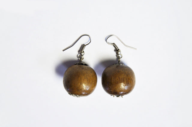 Handmade African Wooden Earrings DPJ098 – Unique Tribal Style Dangle Earrings for Women, Boho Chic Accessories for Parties, Weddings & Everyday Wear