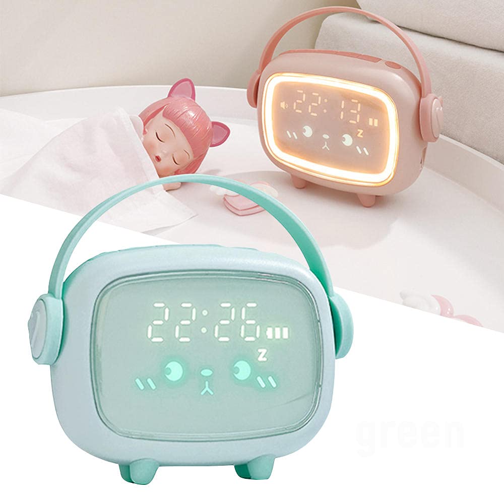 Smart LED Night Light Alarm Clock with Timer & Countdown - Cute Pink Kids Bedroom Decor for Sleep Training & Nursery Room Lighting