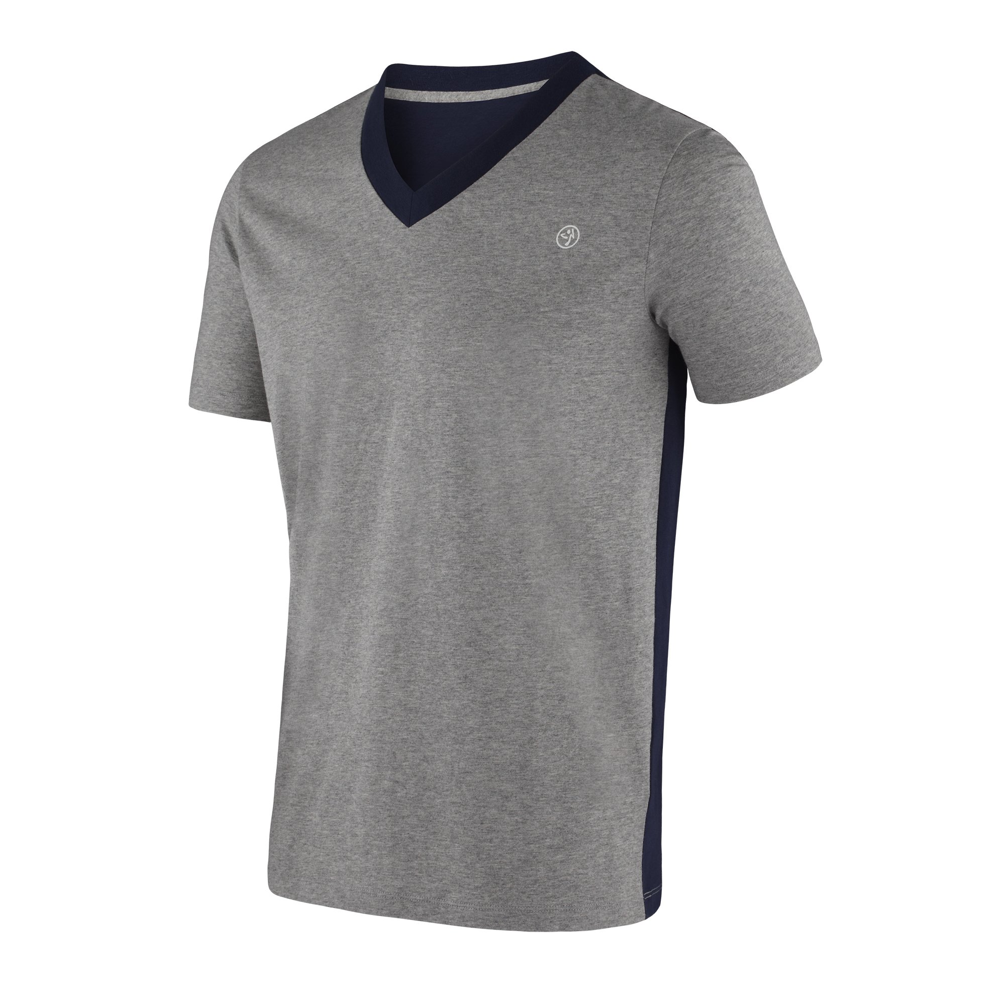 Zumba Fitness Men's Two-Tone V-Neck T-Shirt - Breathable Workout Top for Dance, Gym & Activewear