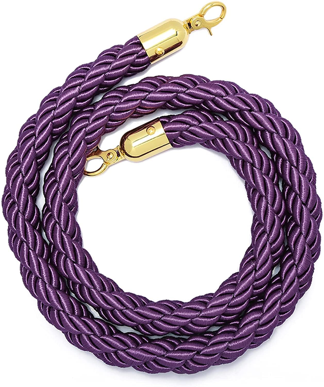 Premium Crowd Control Barrier Rope with Snap Hooks - 2m/6.56ft Purple Queue Line Divider for Movie Theaters, Exhibitions & Hotels - Durable Stanchion Rope for Event Management, VIP Sections and Public Safety