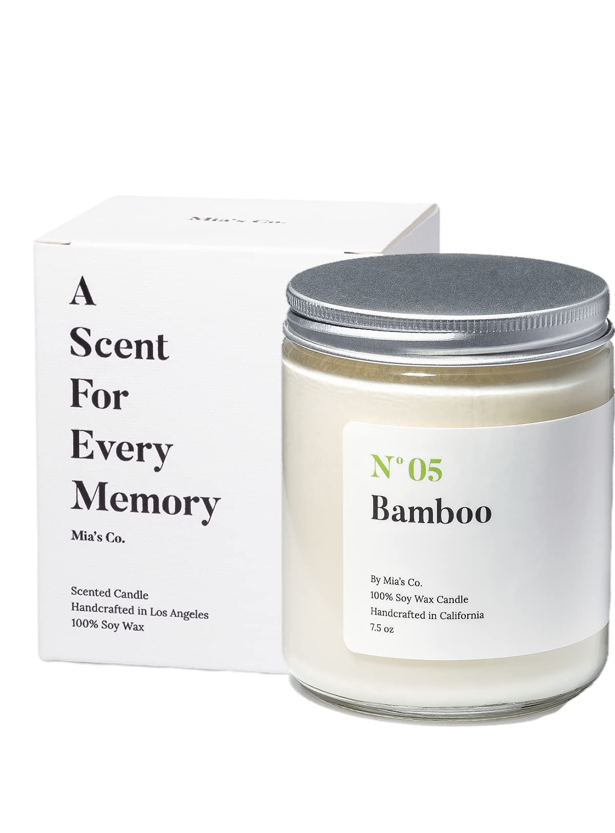 Mia's Co Bamboo Scented Soy Candle - 7.5 oz Handmade Natural Soy Wax Candle with Cotton Wick - Long Lasting Aromatherapy Candle for Stress Relief & Relaxation - Perfect Home Decor Gift for Women, Mother's Day, Housewarming - Ideal for Bathroom, Bedroom, Yoga & Meditation Spaces