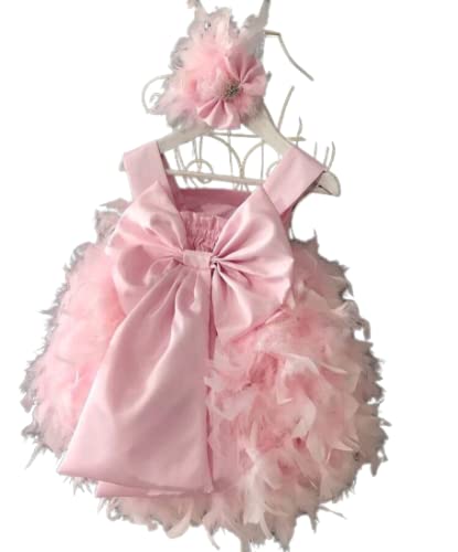 Elegant Feather Cupcake Pageant Dress for Baby Girls | Sleeveless Floral Tutu Gown | Toddler Birthday Outfit, Holiday Fancy Dress, Wedding Maxi Dress | Perfect for Parties, Pageants & Special Occasions
