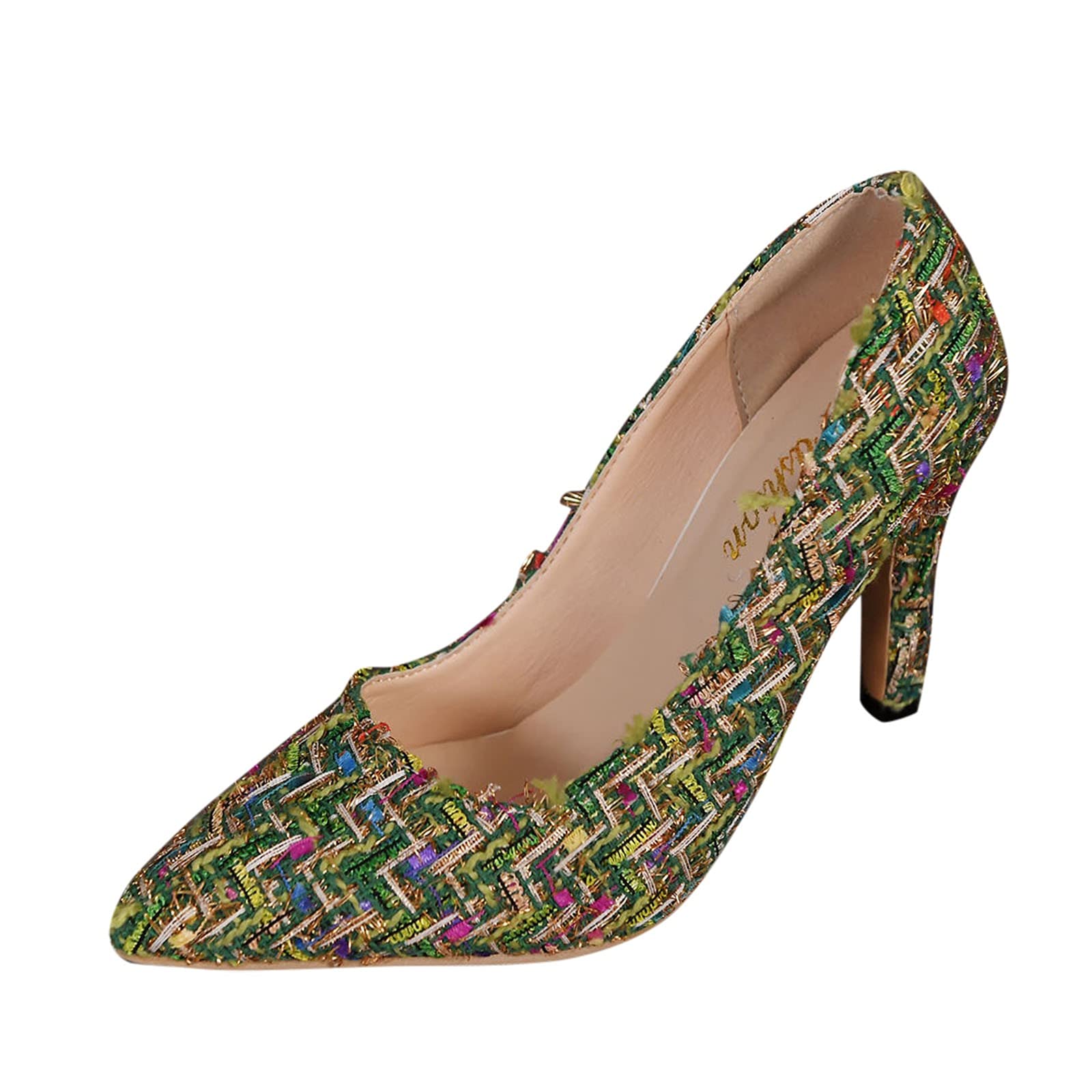 Fullwei Women's Stiletto High Heel Sandals - Pointed Toe Slingback Dress Shoes for Wedding, Bridal Party & Homecoming - Comfortable Ladies Heels for Special Occasions (Green, US 6.5-7) | Perfect for Brides, Prom, Evening Parties & Formal Events