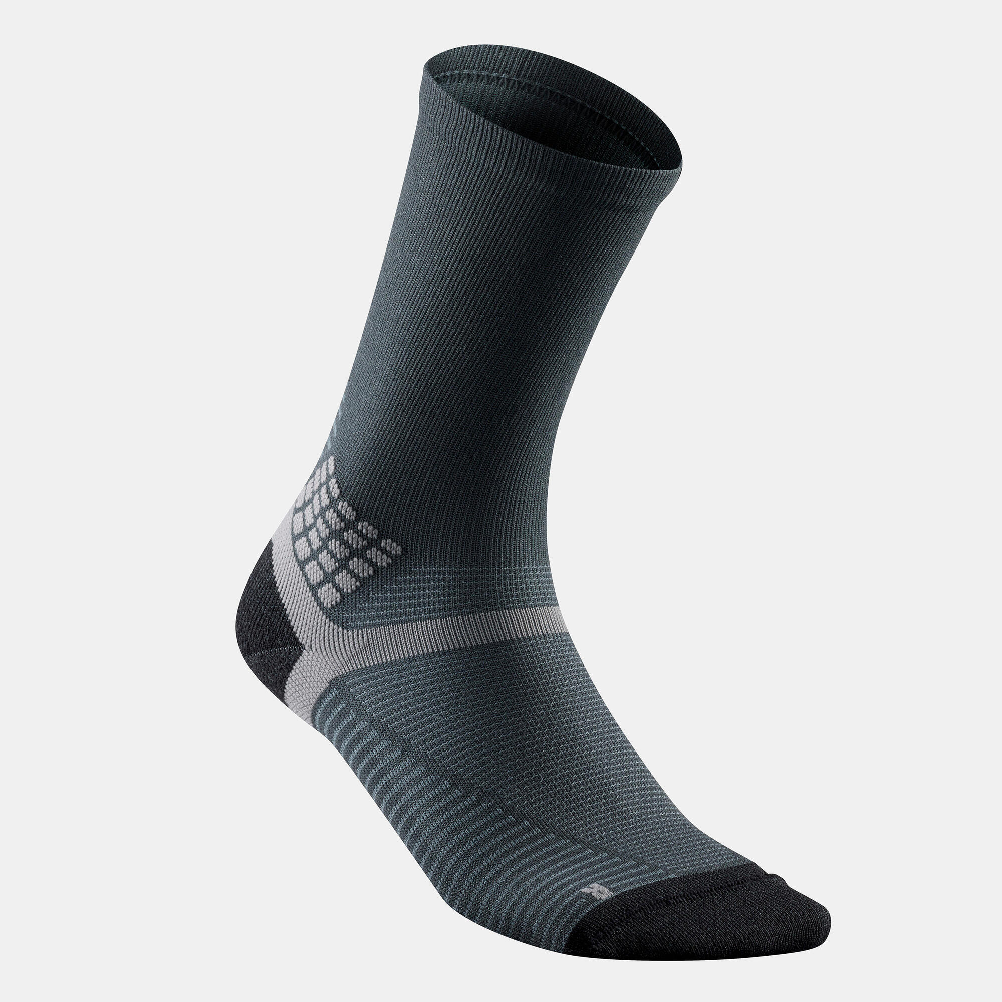 Quechua Hike 500 High Black Hiking Socks - 2 Pairs for Men & Women - Moisture Wicking & Cushioned for Outdoor Trekking, Camping & Mountain Climbing
