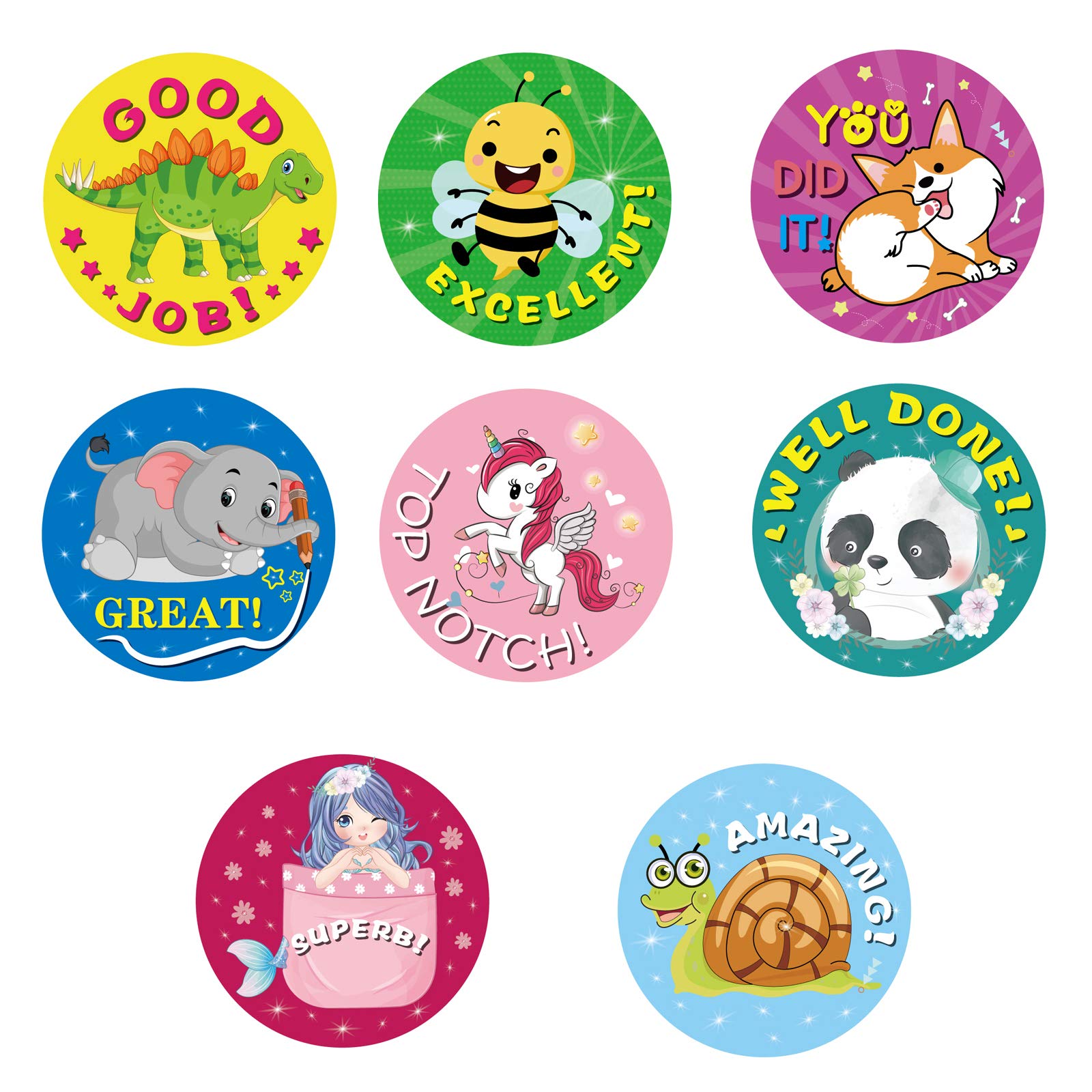 1000pcs Motivational Stickers for Kids - 1 Inch Colorful Reward Stickers for Teachers, Classroom Supplies, Potty Training & Behavior Charts - Perfect for School, Home & Daycare Use