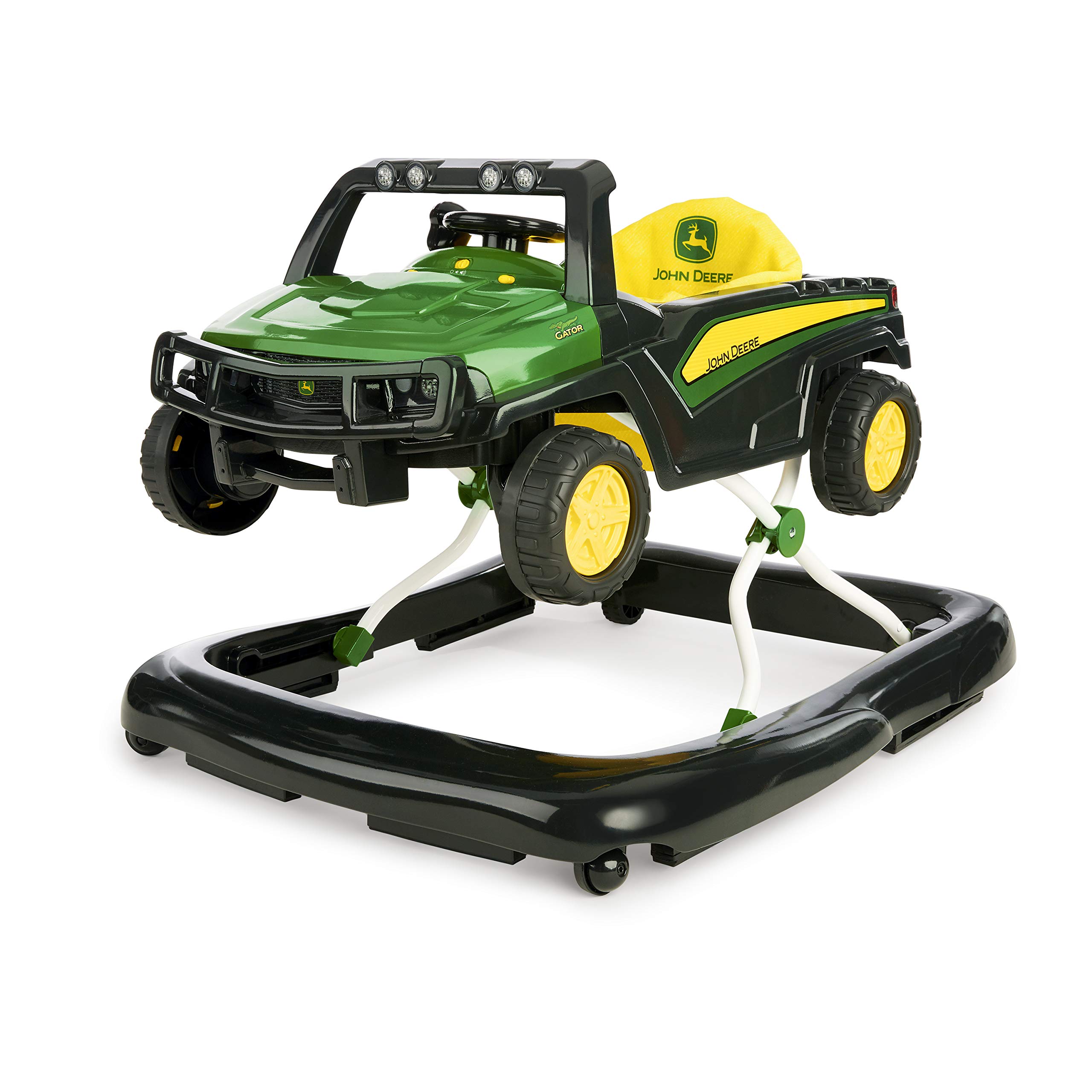 Bright Starts John Deere 4-in-1 Gator Green Baby Activity Center & Push Walker with Removable Interactive Steering Wheel Toy - Developmental Learning Toy for Infants 6 Months and Up - Perfect for Playtime, Early Walking Practice & Motor Skills Development