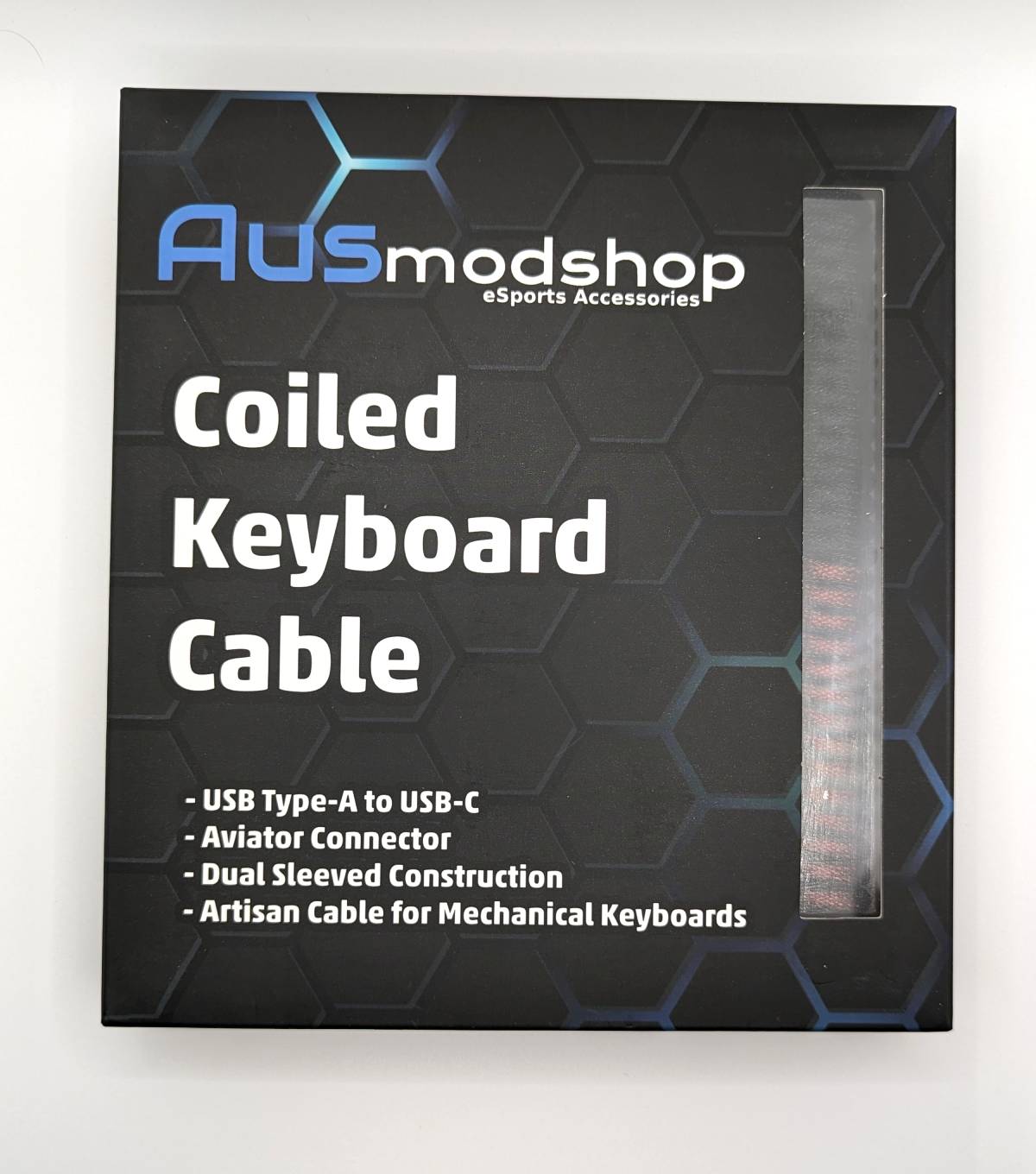 Premium Coiled Keyboard Cable - Ausmodshop Magma Style for Mechanical Keyboards (Gaming, Office, Typing)