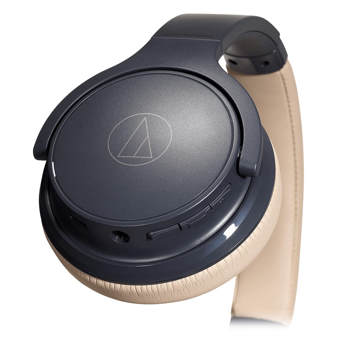 Audio-Technica ATH-S220BTNBG Wireless On-Ear Headphones with Bluetooth - Navy/Beige Color - Lightweight & Comfortable for Commuting, Travel, and Office Use