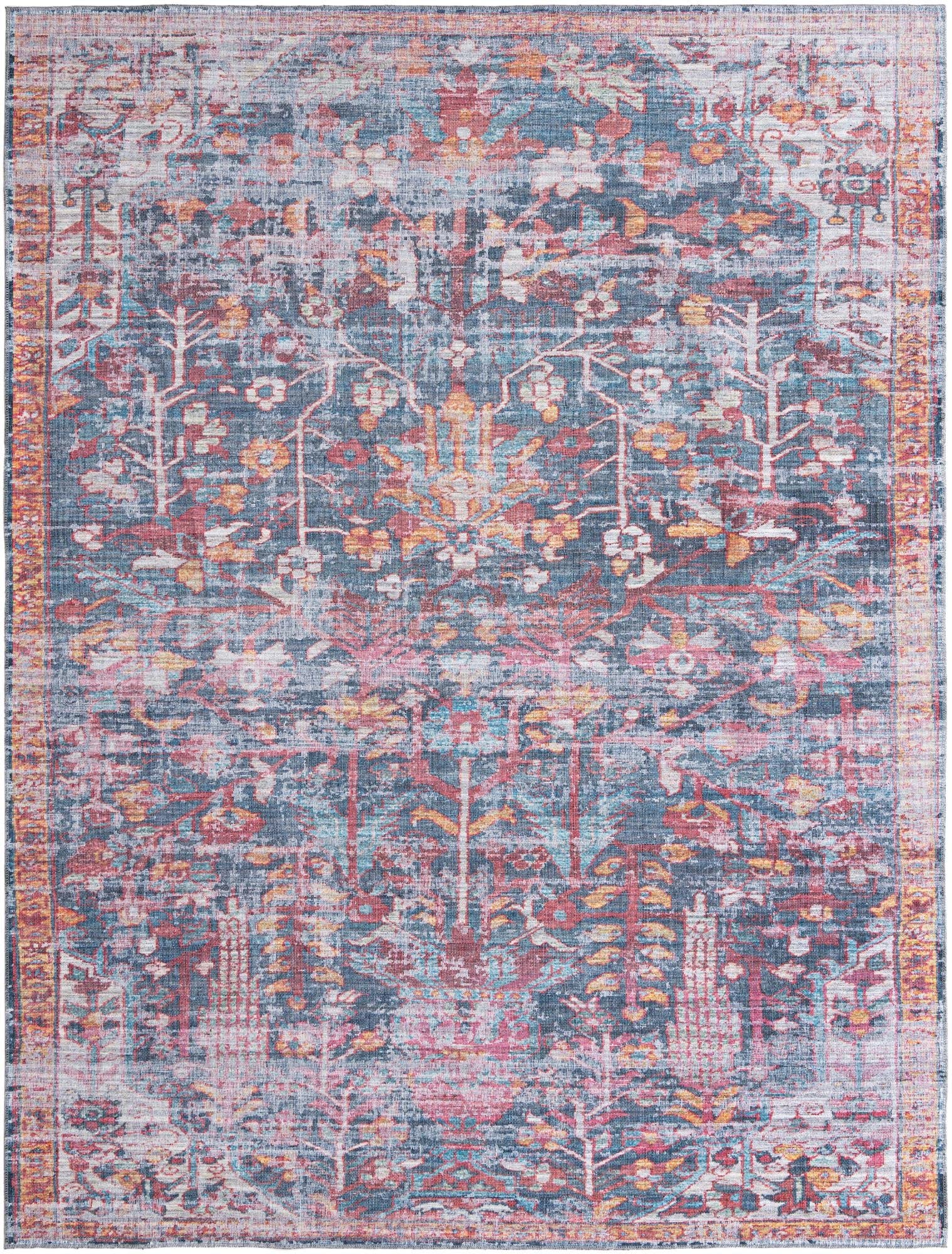 Washable Low-Pile Area Rug 9'x12' Navy Blue - Maahru Collection by Rugs.com | Perfect for Living Rooms, Dining Rooms & Open Floor Plans | Pet-Friendly & Easy-Clean Home Decor