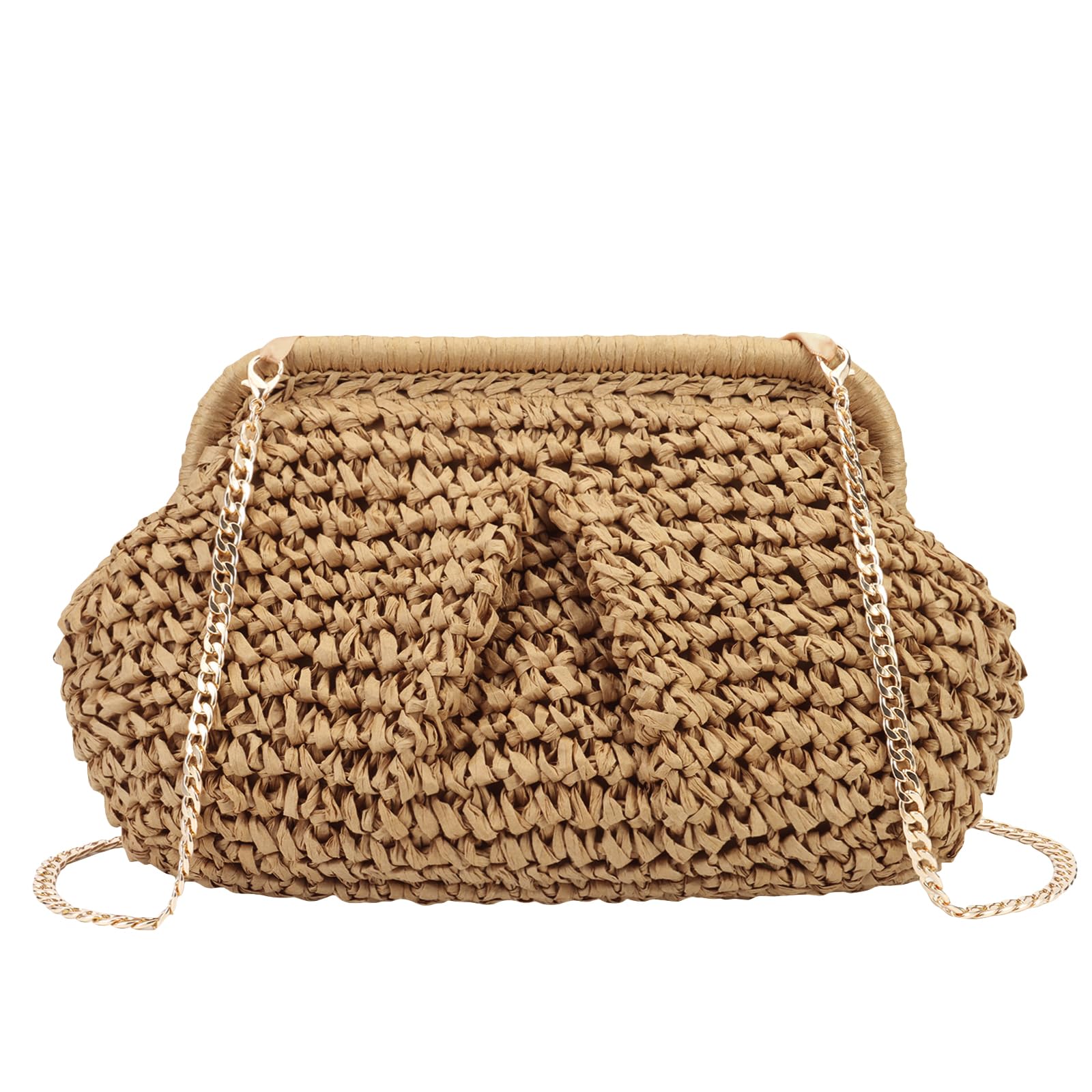 Ovida Straw Clutch Purse for Women | Small Dumpling Bag | Raffia Woven Crossbody Shoulder Bag | Summer Beach Wedding Vacation Accessory | Perfect for Pool Parties, Date Nights & Tropical Getaways