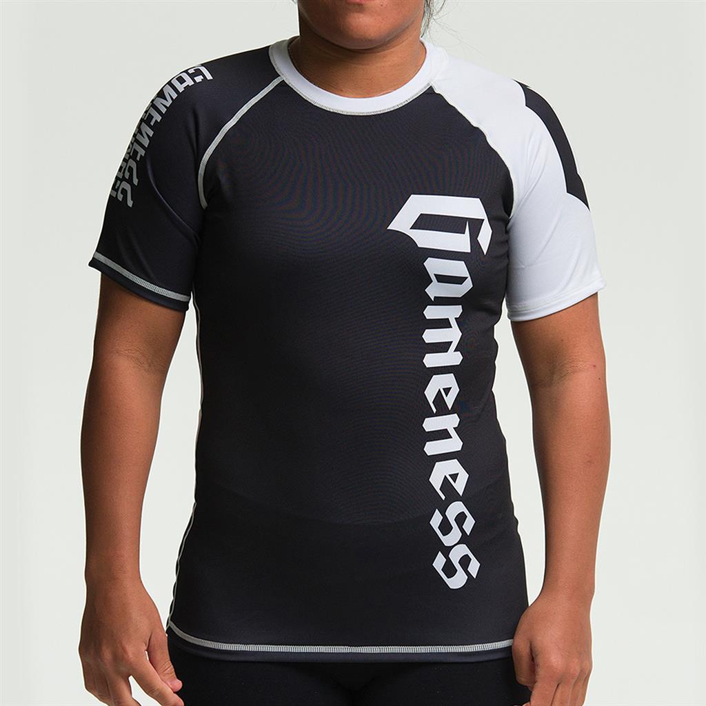 Gameness Women's Short Sleeve Pro Ranked Rash Guard - BJJ MMA Training, Grappling & No-Gi Jiu Jitsu Competition Wear