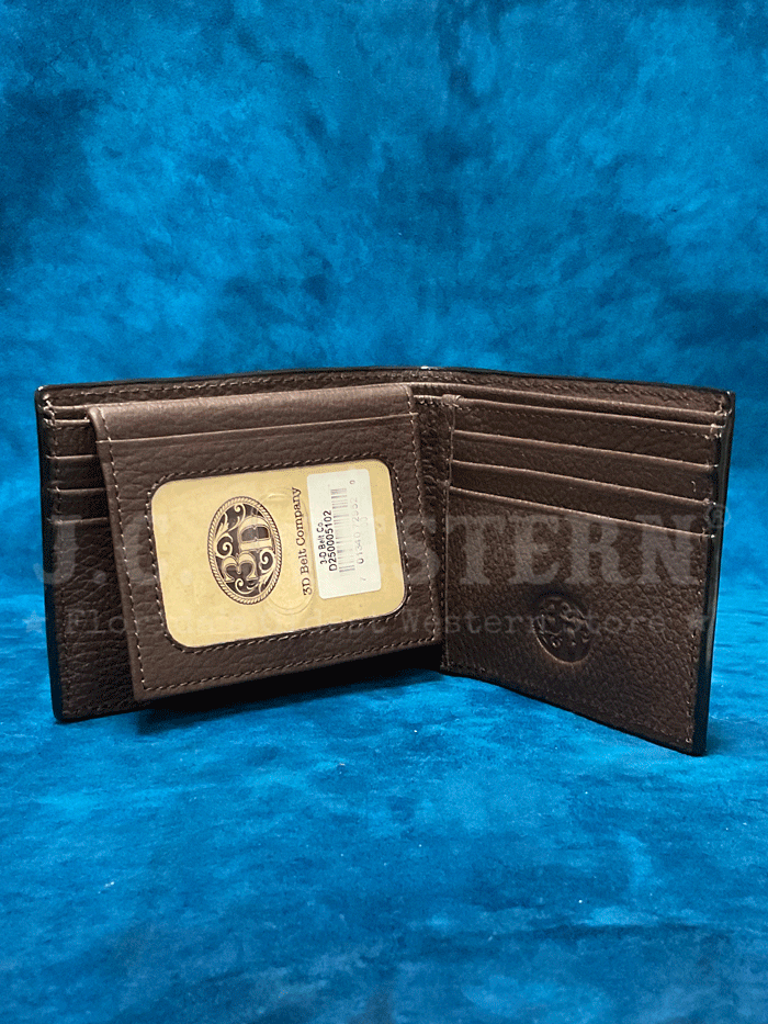 Genuine Leather Men's Bifold Wallet with Tooled Design - D250005102 Brown RFID Blocking Wallet for Everyday Carry & Gift Giving
