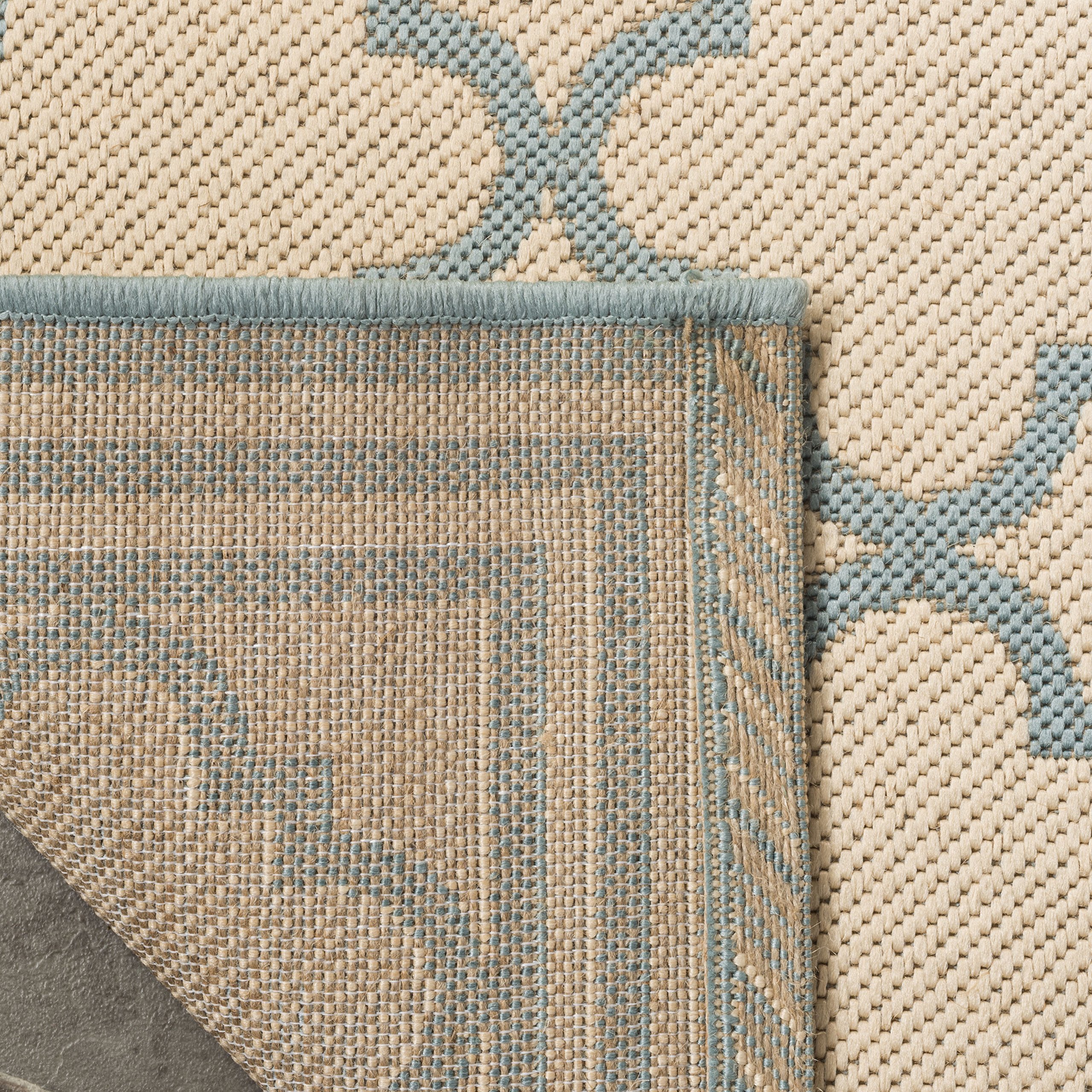 SAFAVIEH Linden Collection 8' x 10' Cream & Aqua Trellis Indoor Outdoor Rug - Non-Shedding, Easy Clean, Stain Resistant - Perfect for Patio, Backyard, Porch, Deck & Mudroom