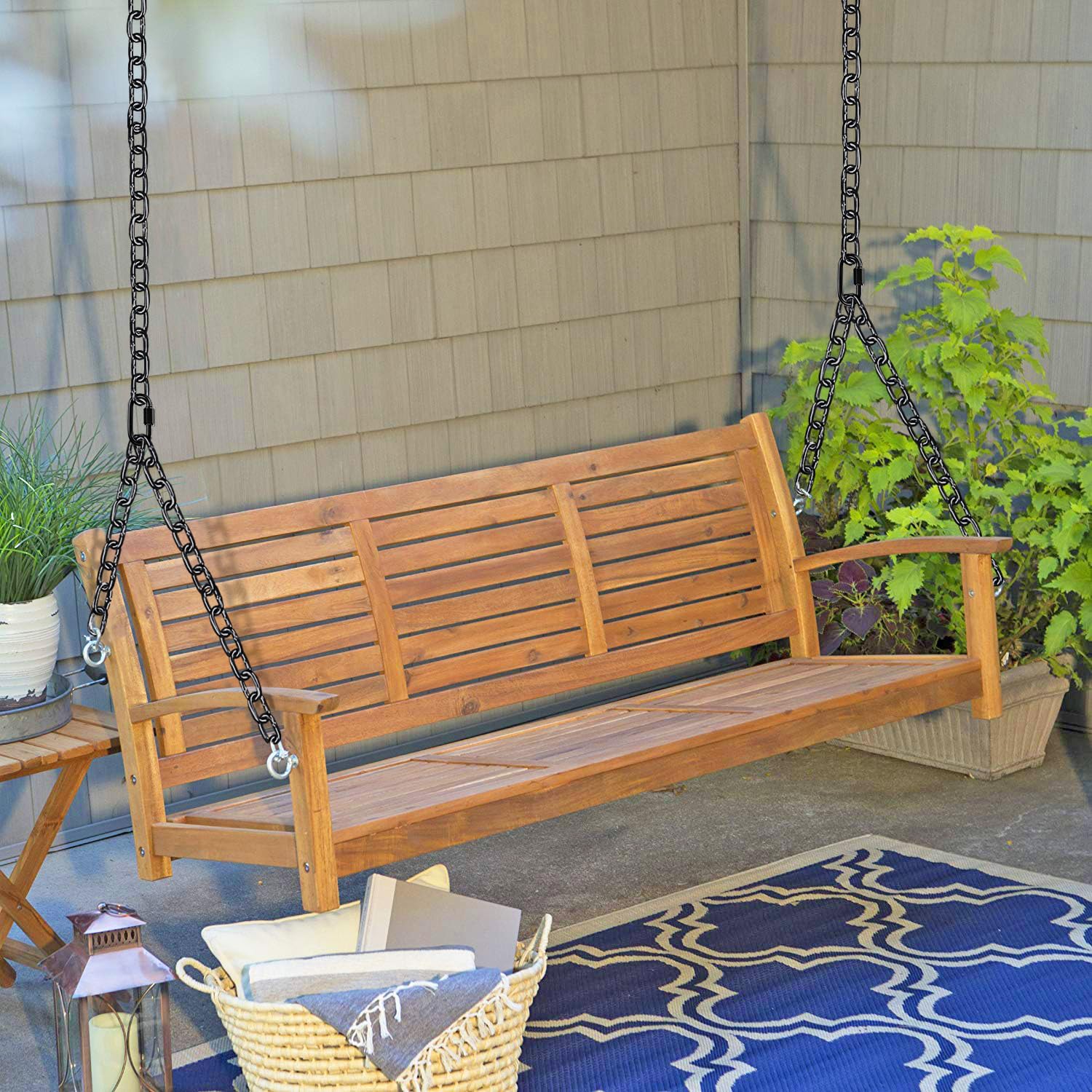 Heavy Duty Porch Swing Chain Kit with Silent Hangers - 1000LB Capacity Rustproof Hammock Chair Hardware for Indoor/Outdoor Use - Perfect for Hanging Chairs, Punching Bags, Tree Swings & Backyard Relaxation - Easy Installation 81
