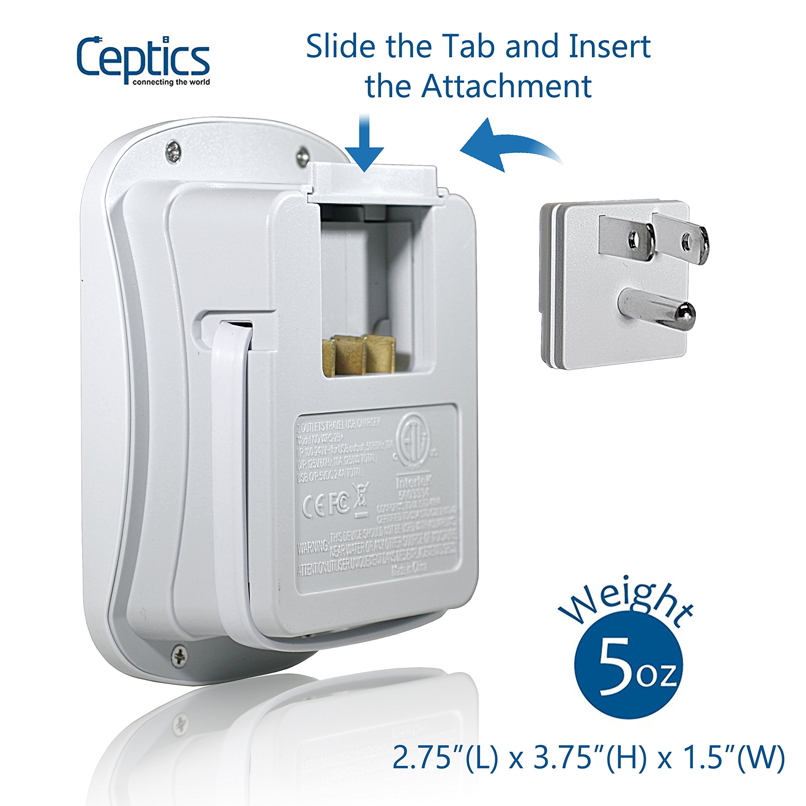 Ceptics 13-in-1 International Travel Plug Adapter Kit with Dual USB Ports & Surge Protection - Worldwide Compatible for Laptops, Phones & Chargers - Perfect for Business Trips, Vacations & Study Abroad