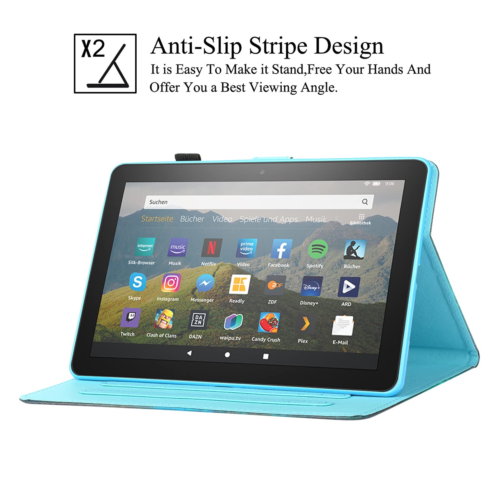REASUN Premium PU Leather Case for Kindle Fire HD 10 (11th Generation, 2021 Release) - Multi-Angle Stand with Card Slots & Auto Sleep/Wake Function - Compatible with All-New Kindle Fire HD 10 & HD 10 Plus Tablet (Owl Design) - Perfect for Reading, Traveling, and Office Use