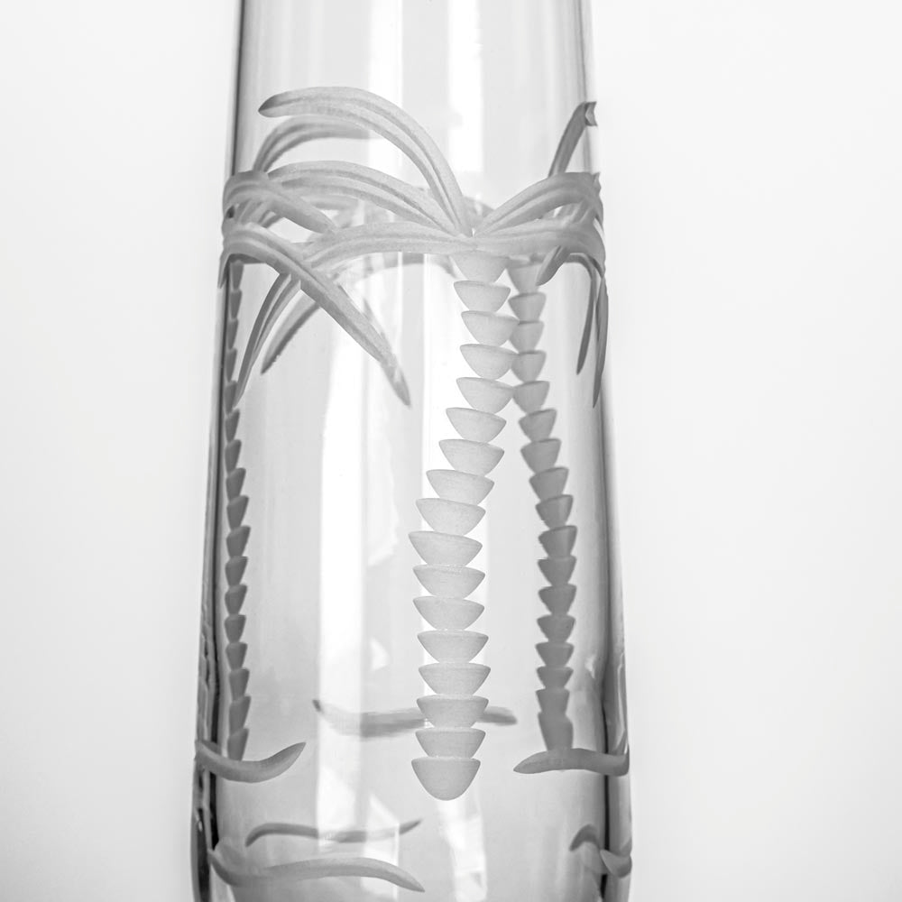 8.5oz Stemless Champagne Flutes Set of 2 - Elegant Palm Tree Design for Tropical Parties, Weddings & Poolside Celebrations
