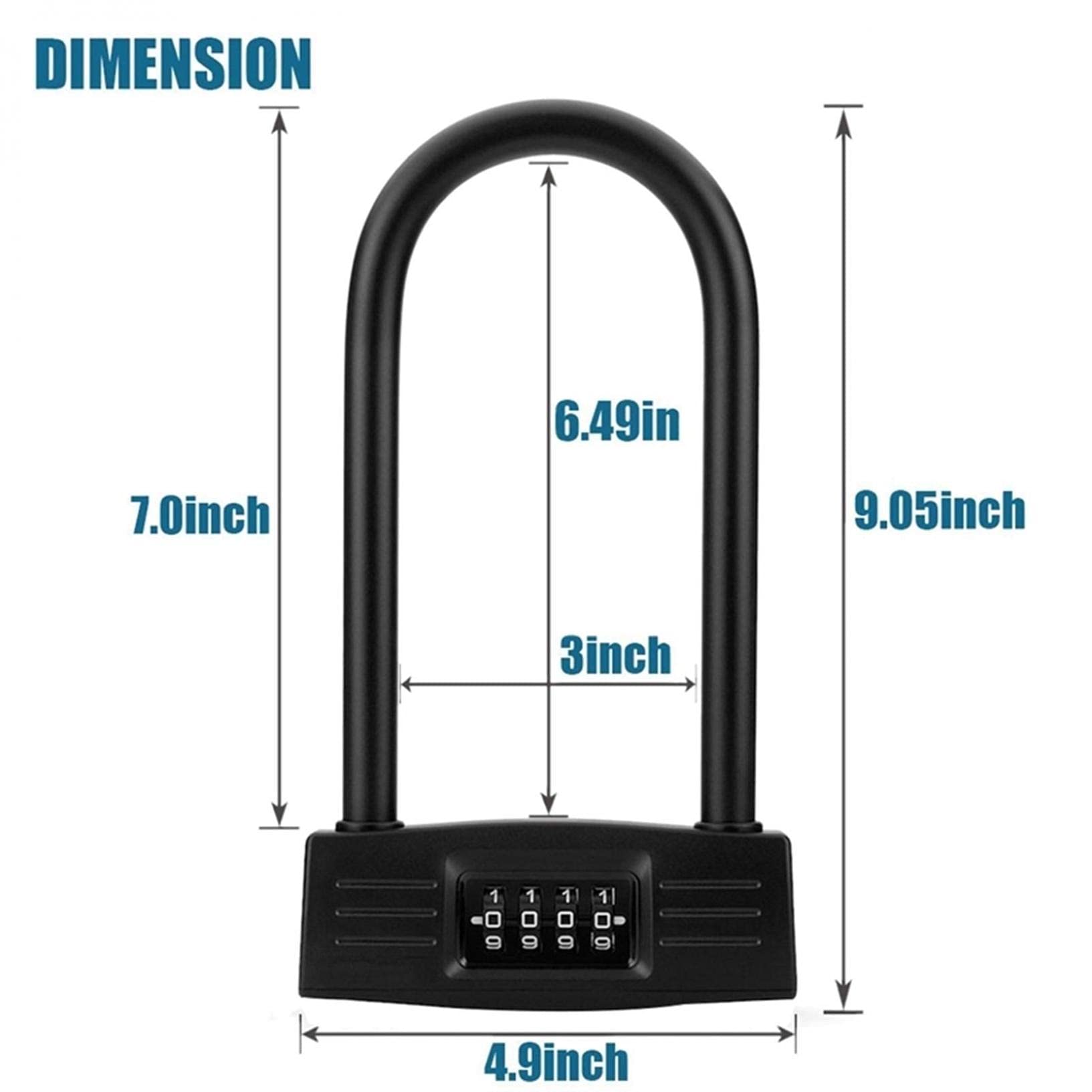 Heavy Duty Bicycle U Lock with Combination - Anti-Theft Bike Scooter Motorcycle Security Lock for Outdoor Cycling, Commuting & Parking (Black) | Perfect for Urban Commuters, Campus Security & Motorcycle Protection