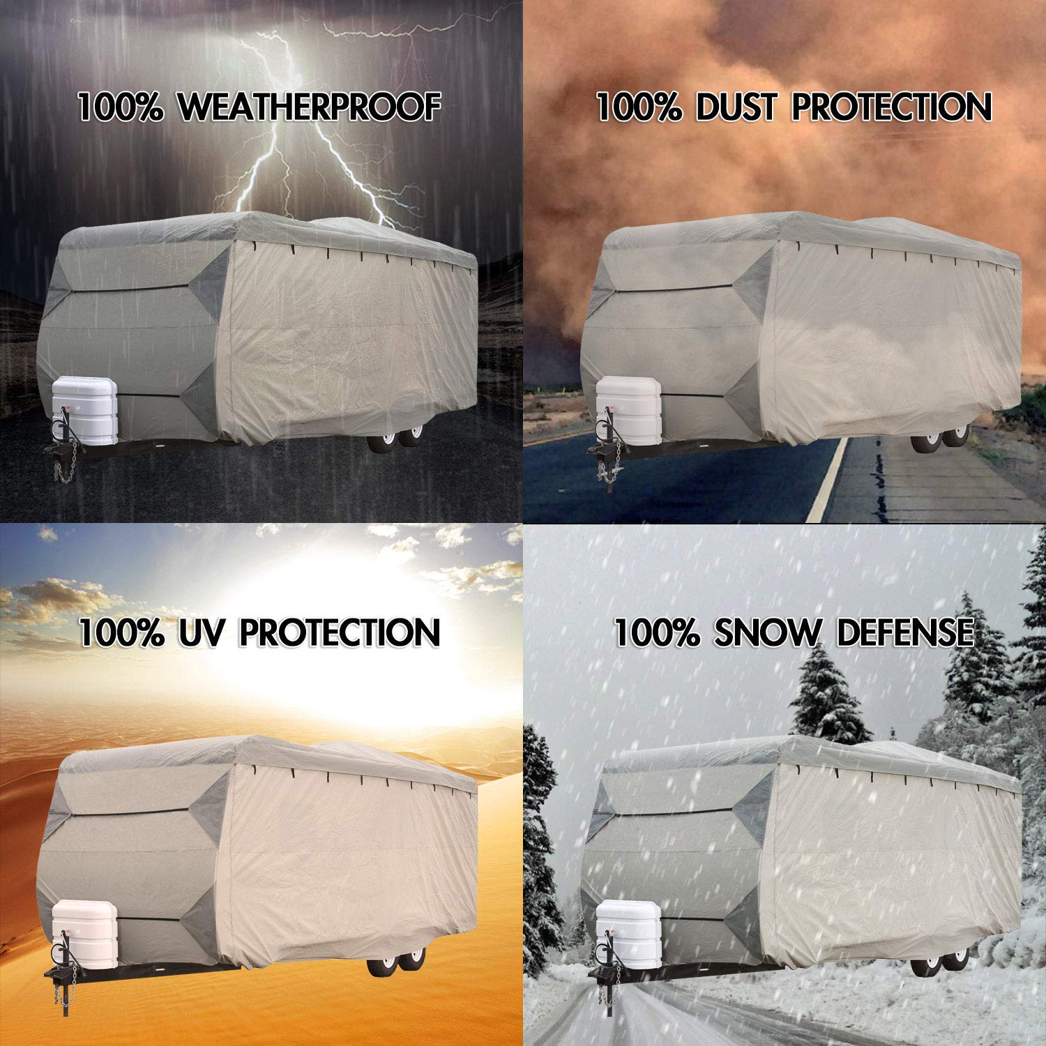 Waterproof RV Camper Cover for 27'-30' Travel Trailers & Toy Haulers | Heavy-Duty Motorhome Protection with Zippered Access Panels (Doors, Engine, Storage & Ramp) | All-Weather Protection for Winter Storage & Outdoor Camping
