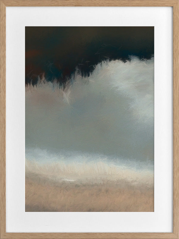 Blurred Coast Framed Art Print - Ocean Beach Wall Decor for Living Room, Bedroom & Office - Modern Coastal Landscape Painting for Home & Office Decor