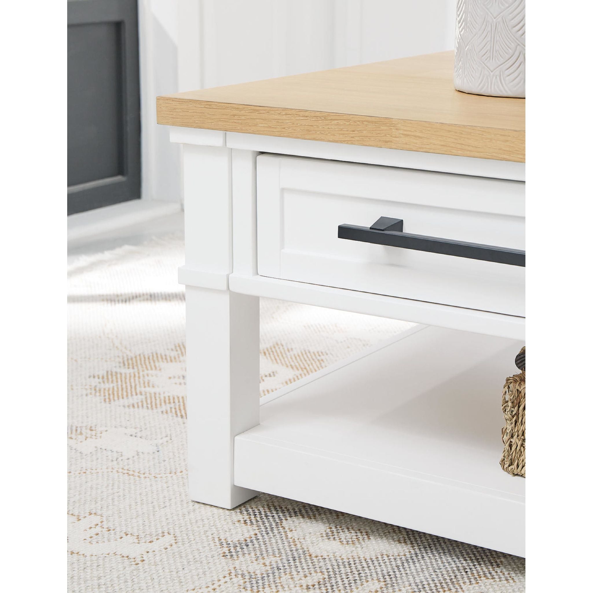 Ashbryn Modern Coffee Table - White & Natural Wood Finish - Perfect for Living Room, Lounge & Home Decor