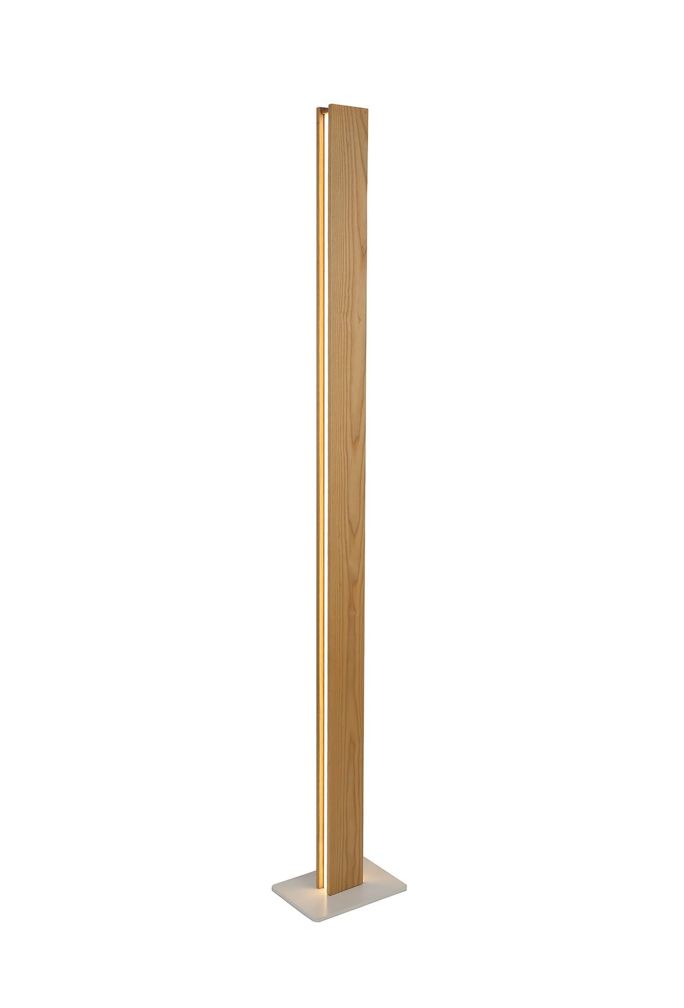 Aries Modern Floor Lamp with 2 x 18W LED Bulbs - 3000K Warm White, 1560 Lumens, Oak Wood & Sand White Shade - IP20 Rated for Living Room, Bedroom, or Office - 3 Year Warranty