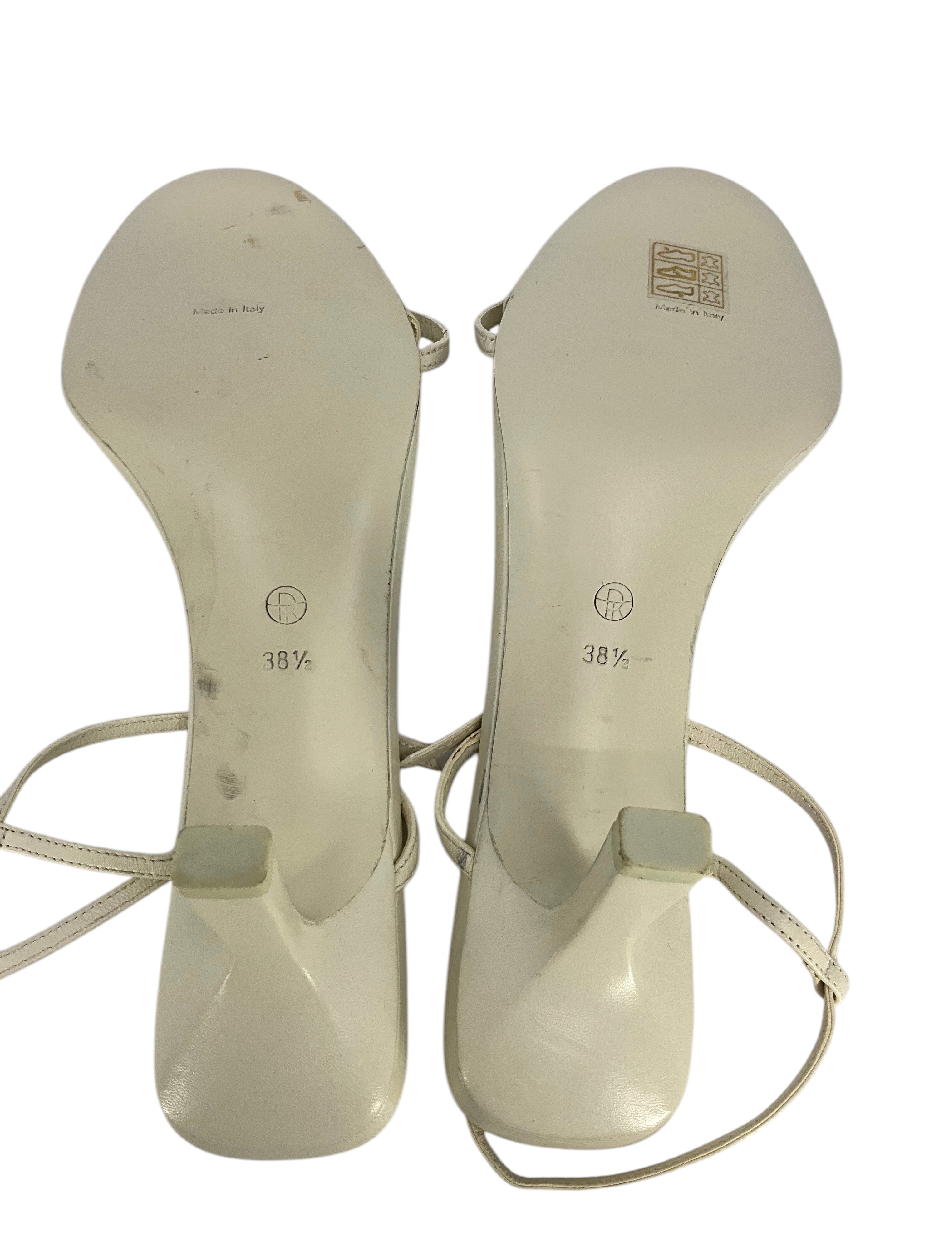THE ROW Women's Leather Bare Sandals Size 8.5 - Comfortable Nude Flat Sandals for Summer, Beach & Casual Outings
