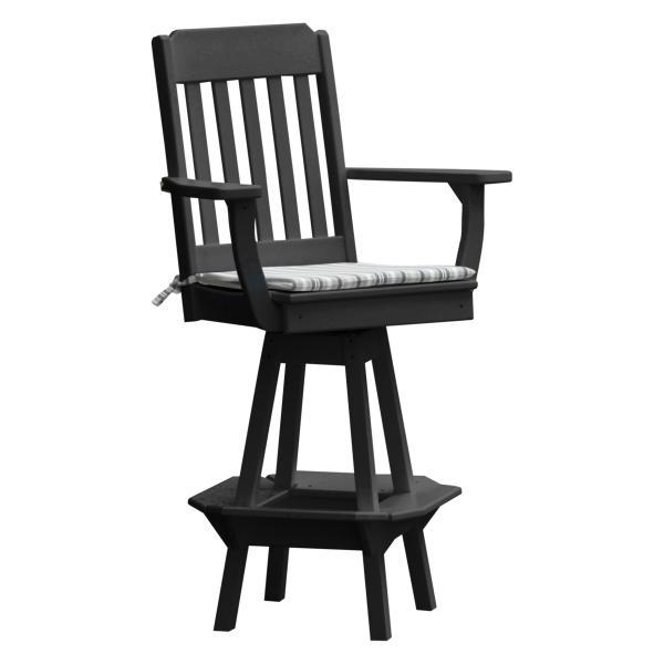 Vintage Swivel Bar Stool with Arms - Adjustable Height Counter Stool for Kitchen Island, Home Bar & Dining Room