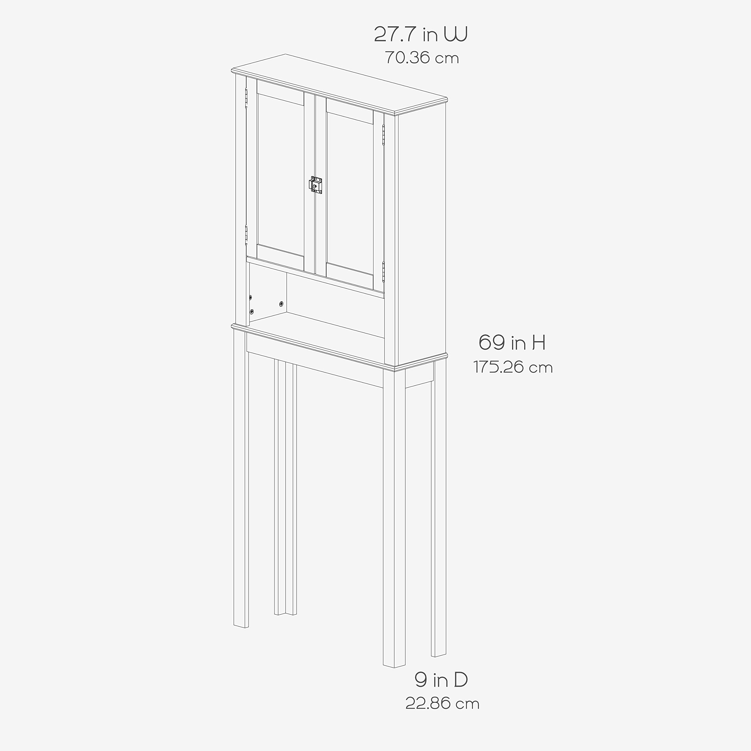 Zenna Home E8823CH Classic Over-the-Toilet Spacesaver Bathroom Storage with Glass Windows, Espresso Finish - Perfect for Small Bathrooms and Apartment Living