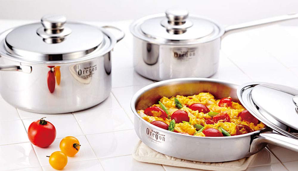 8673 Two-Handled Cooking Pot - 9.4 Inch (24cm) Silver Oregon Dutch Oven with Recipe Book - Perfect for Soups, Stews & Baking
