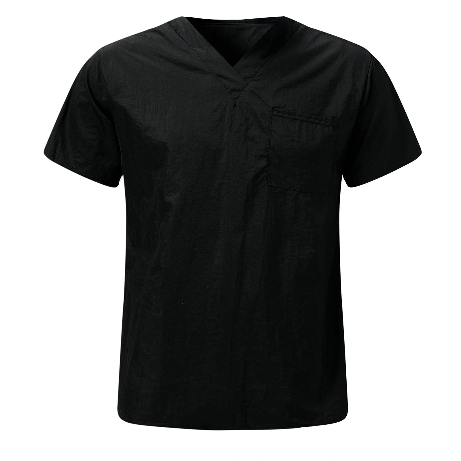 MYNKYLL Men's Solid Color V-Neck Short Sleeve T-Shirt - Breathable Casual Work Shirt for Nursing, Healthcare & Office Wear | Comfortable Daily Uniform Top for Professionals