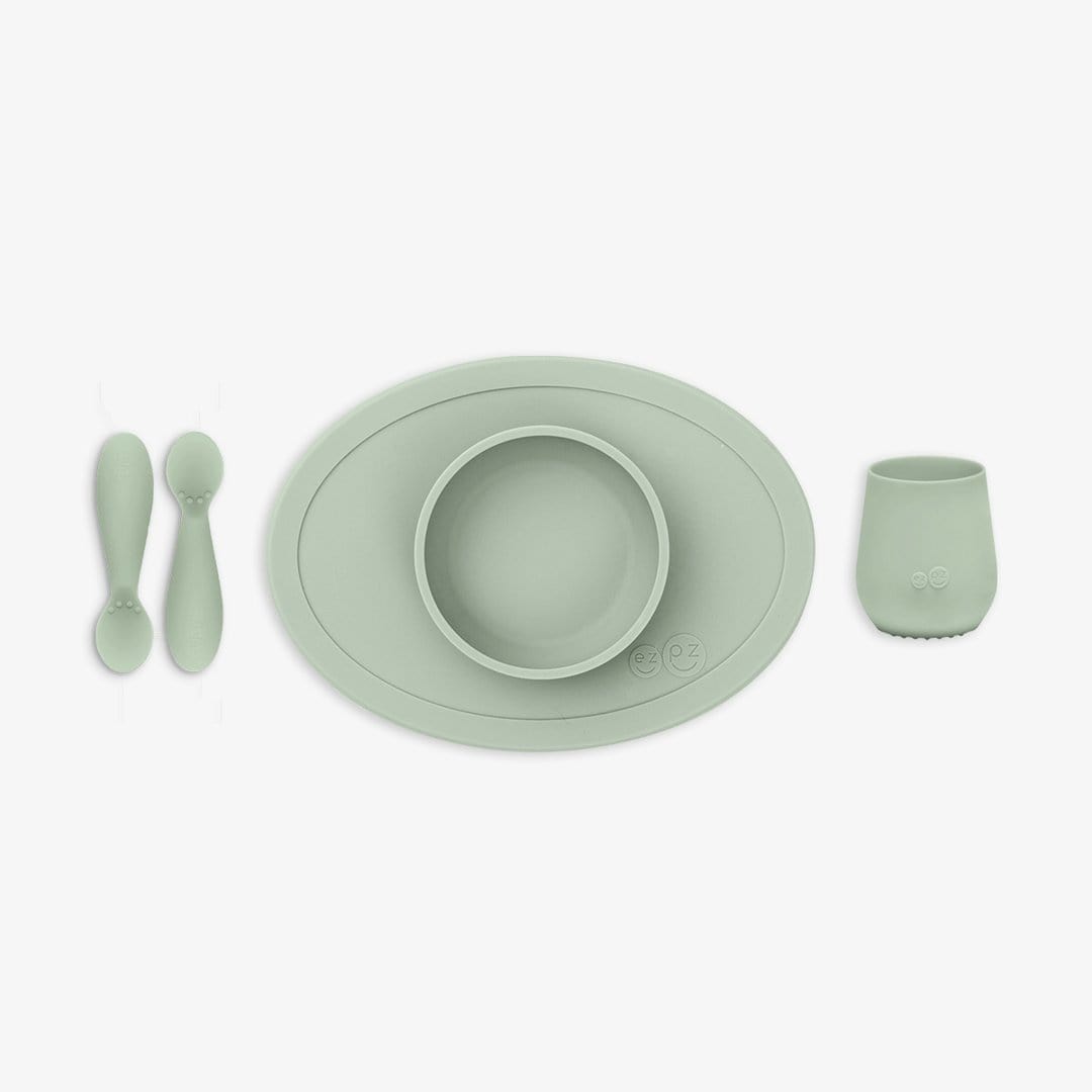 EZPZ First Foods Set - Baby-Led Weaning Starter Kit with Silicone Plates & Bowls for Toddlers - Perfect for Mess-Free Mealtime at Home or On-the-Go