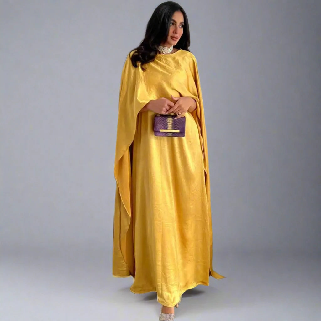 Elegant Muslim Women's Satin Abaya Dress - Modest Islamic Prayer Dress for Home & Mosque - Perfect for Eid, Ramadan & Special Occasions