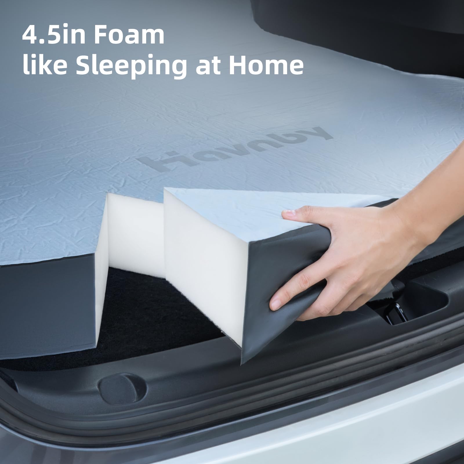 4.5 Inch Foam Mattress for Tesla Model S3XY - Full Size Bed with Vacuum Compression | Perfect for Road Trips, Camping, Job Shifts & Naps | Includes Cigarette Lighter Extension Cord & Eye Mask