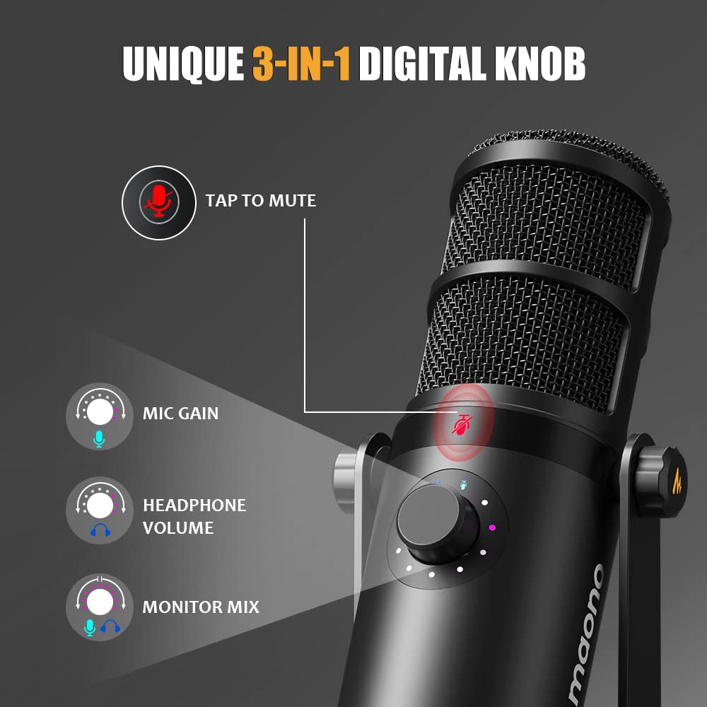 MAONO PD400X Professional Dynamic Podcast Microphone & AU-MH601 Studio Monitor Headphones Bundle - Perfect for Podcasting, Live Streaming, Music Recording, YouTube Videos & Home Studio Setup
