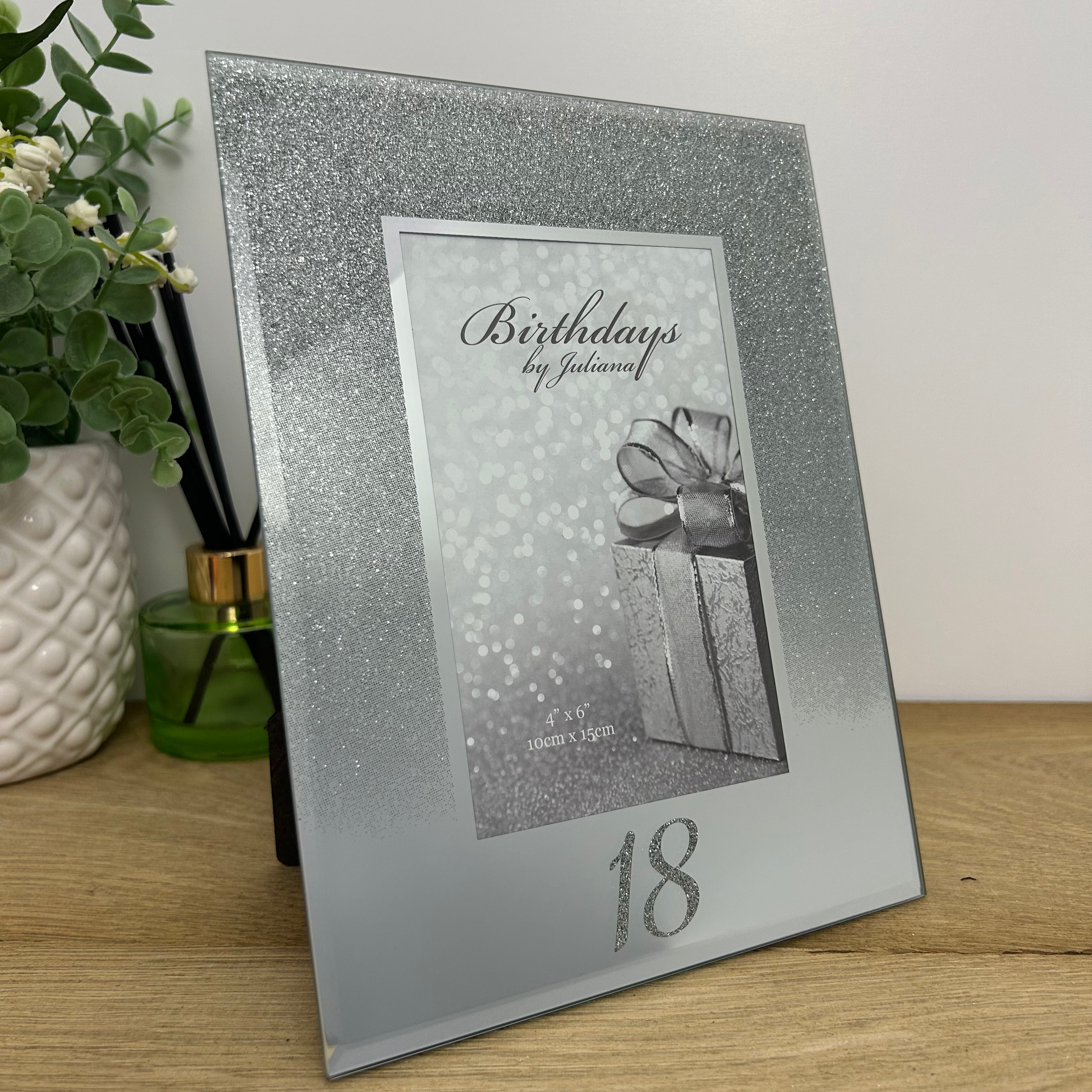 Milestone Birthday Silver Glitter Photo Frame 4x6 Inches - Perfect for Anniversaries, Graduations & Special Occasions