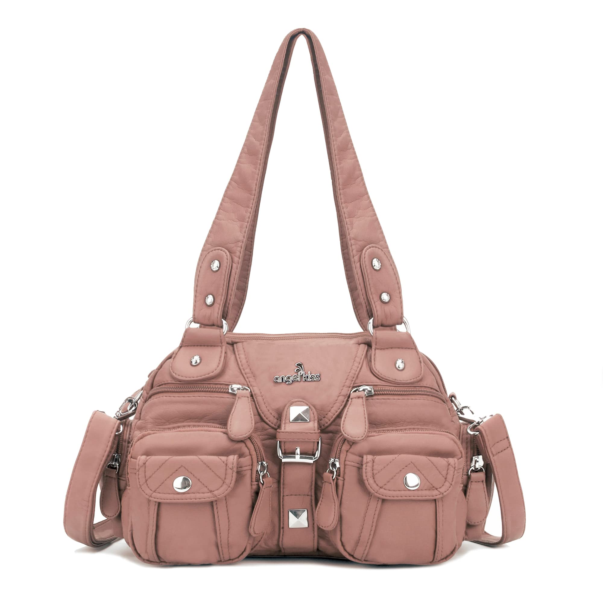 Angel Kiss Women's Hobo Crossbody Shoulder Bag - Multipocket Soft Leather Handbag with Removable Strap | Perfect for Work, Travel & Everyday Use