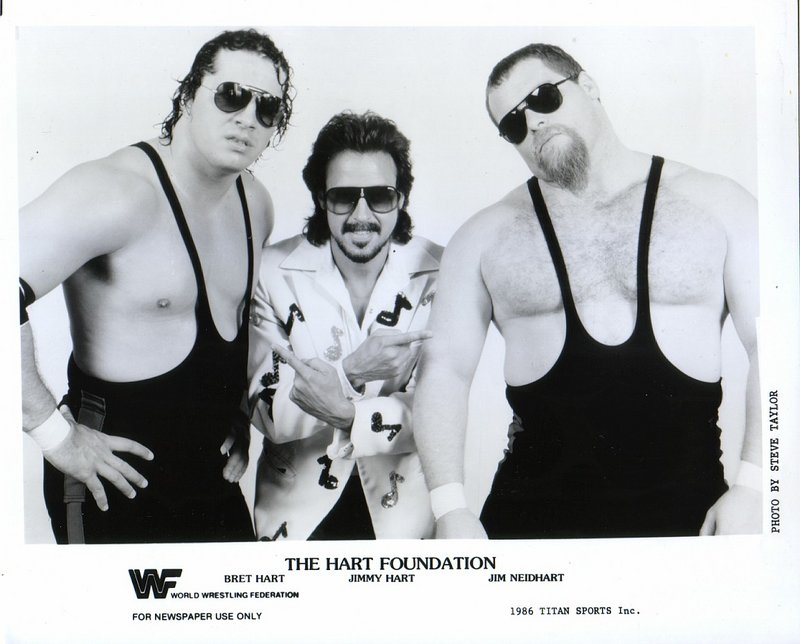 1986 Hart Foundation Wrestling Action Figure with Jimmy Hart - Vintage WWE Collectible for Fans & Display